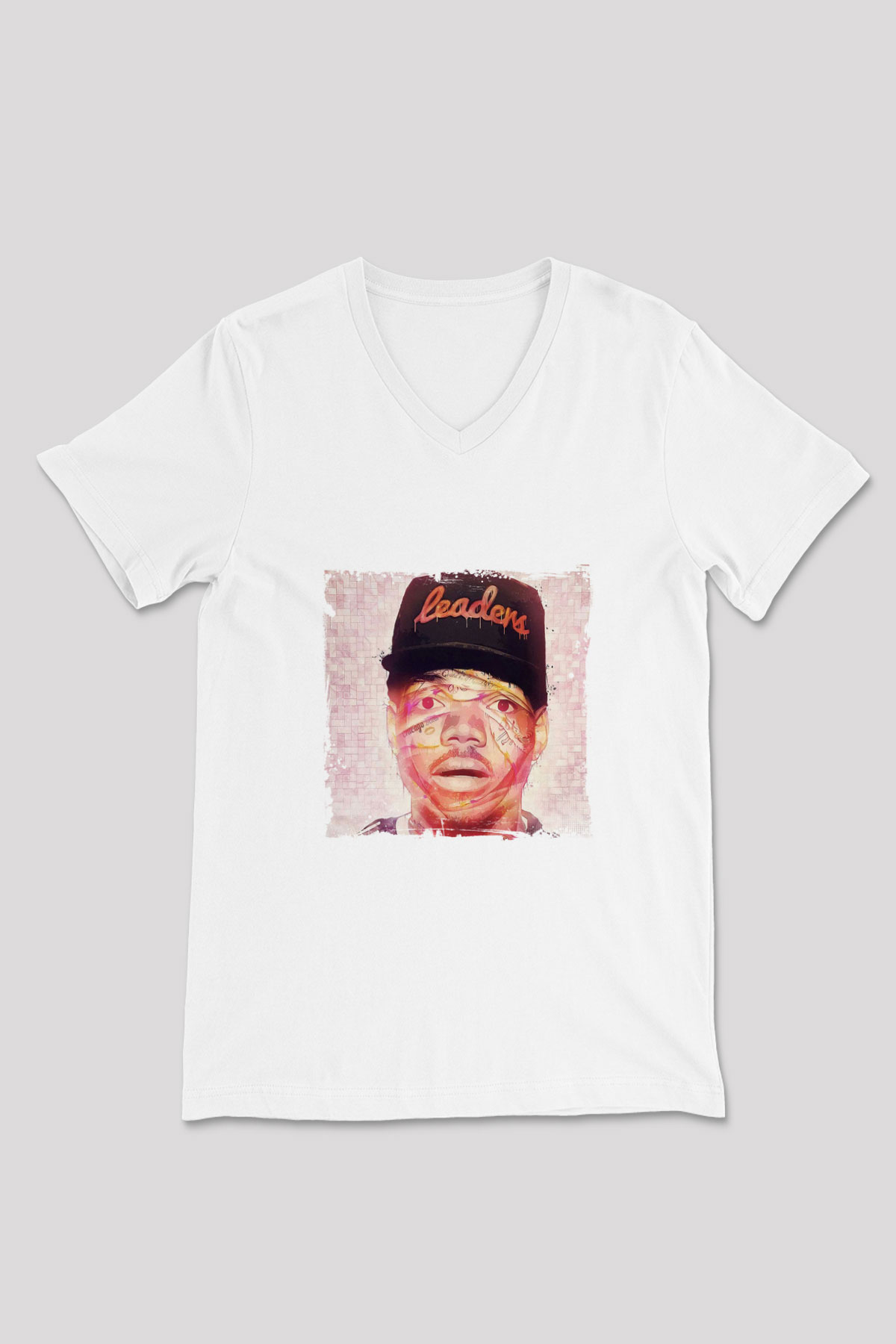 Chance The Rapper Baskılı Beyaz V Yaka Unisex Tişört