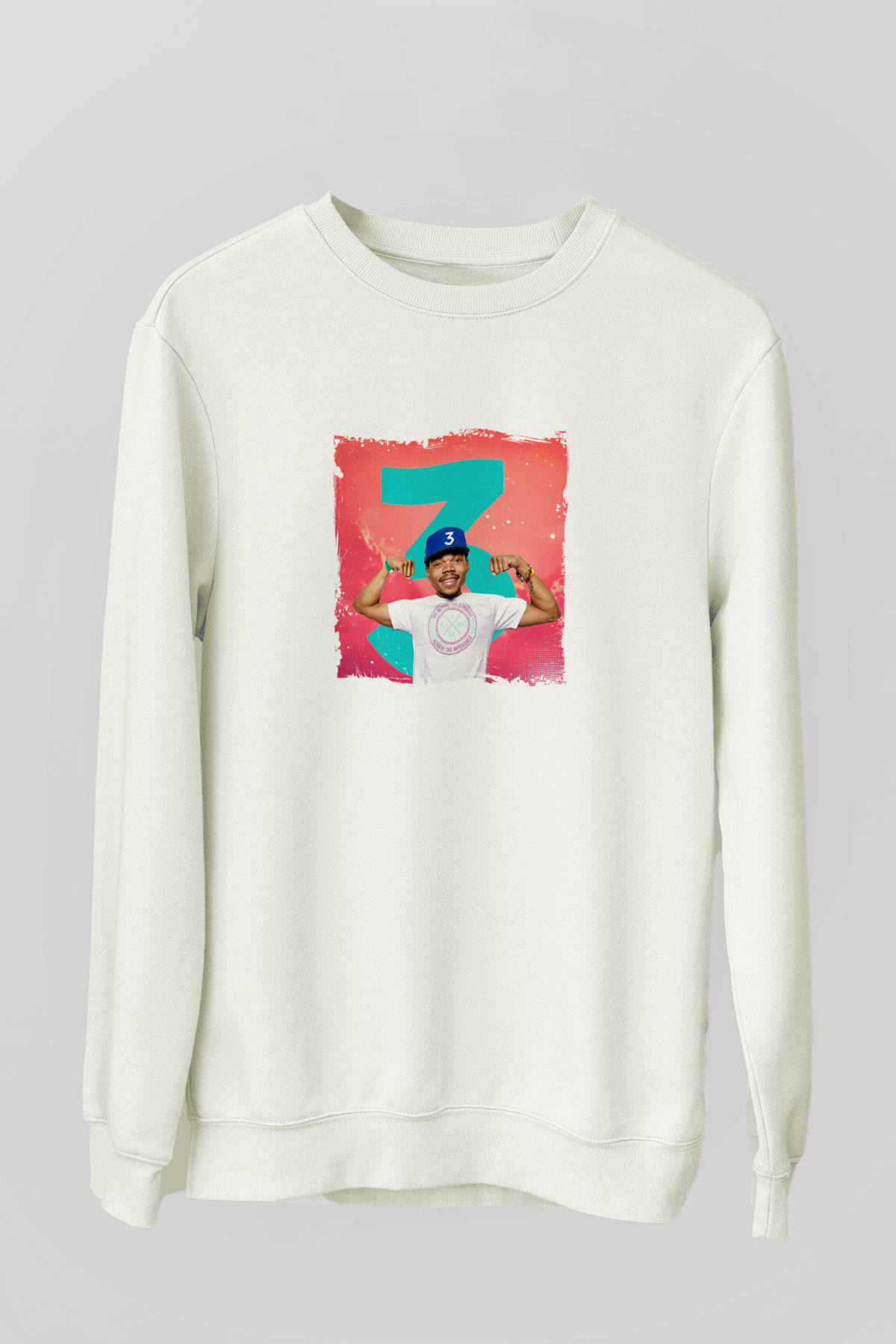 Chance The Rapper Baskılı Unisex Beyaz Sweatshirt
