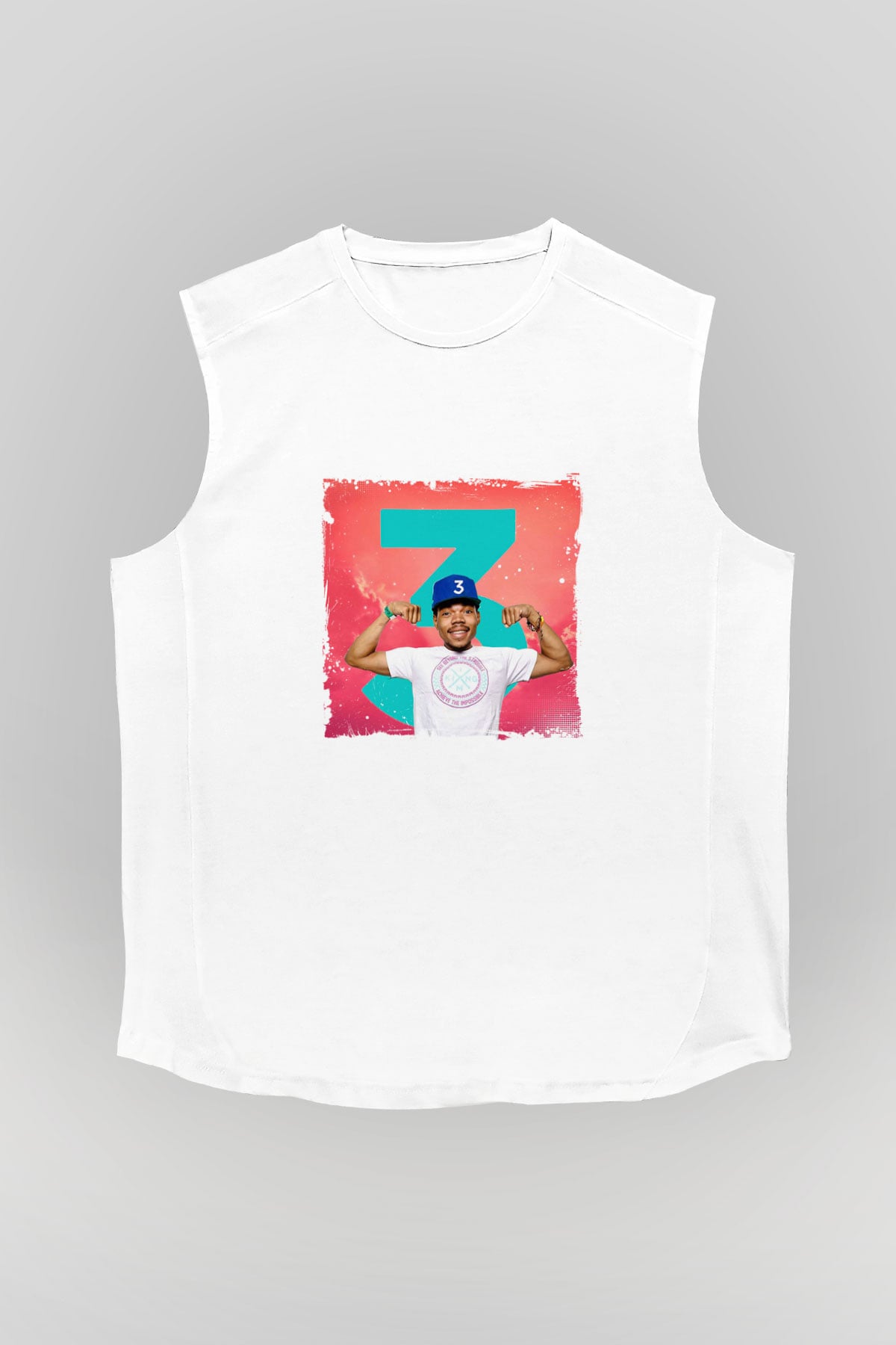 Chance The Rapper Baskılı Unisex Beyaz Kolsuz Tişört