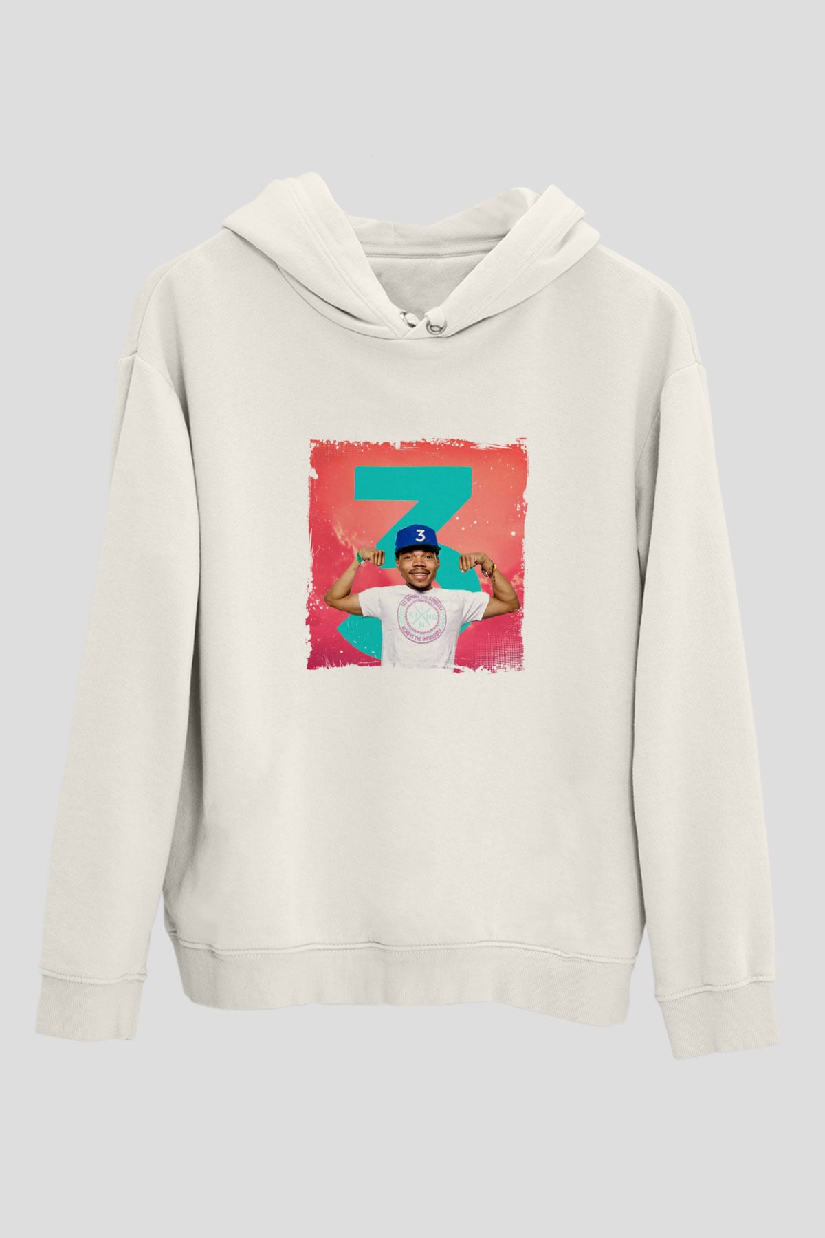 Chance The Rapper Baskılı Unisex Beyaz Kapüşonlu Sweatshirt