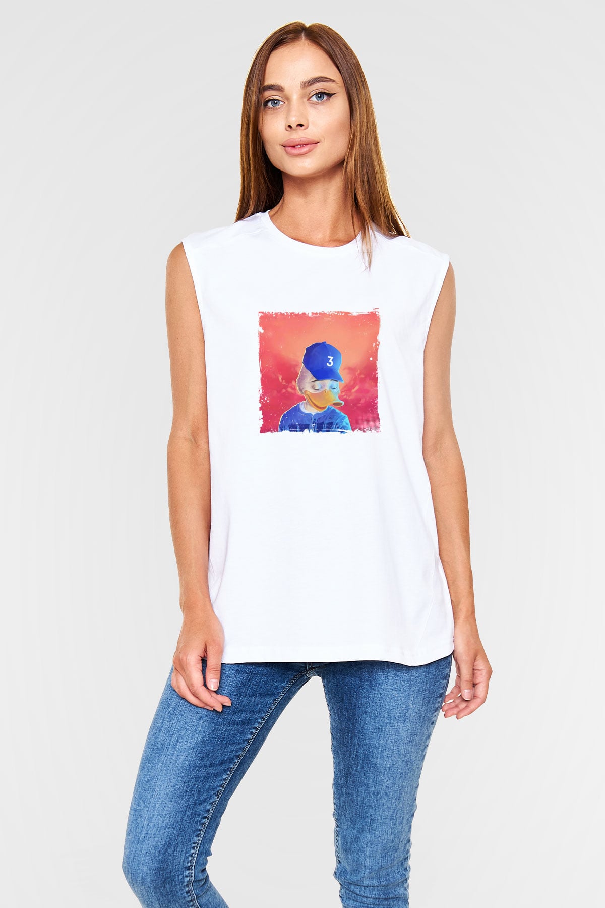 Chance The Rapper Baskılı Unisex Beyaz Kolsuz Tişört
