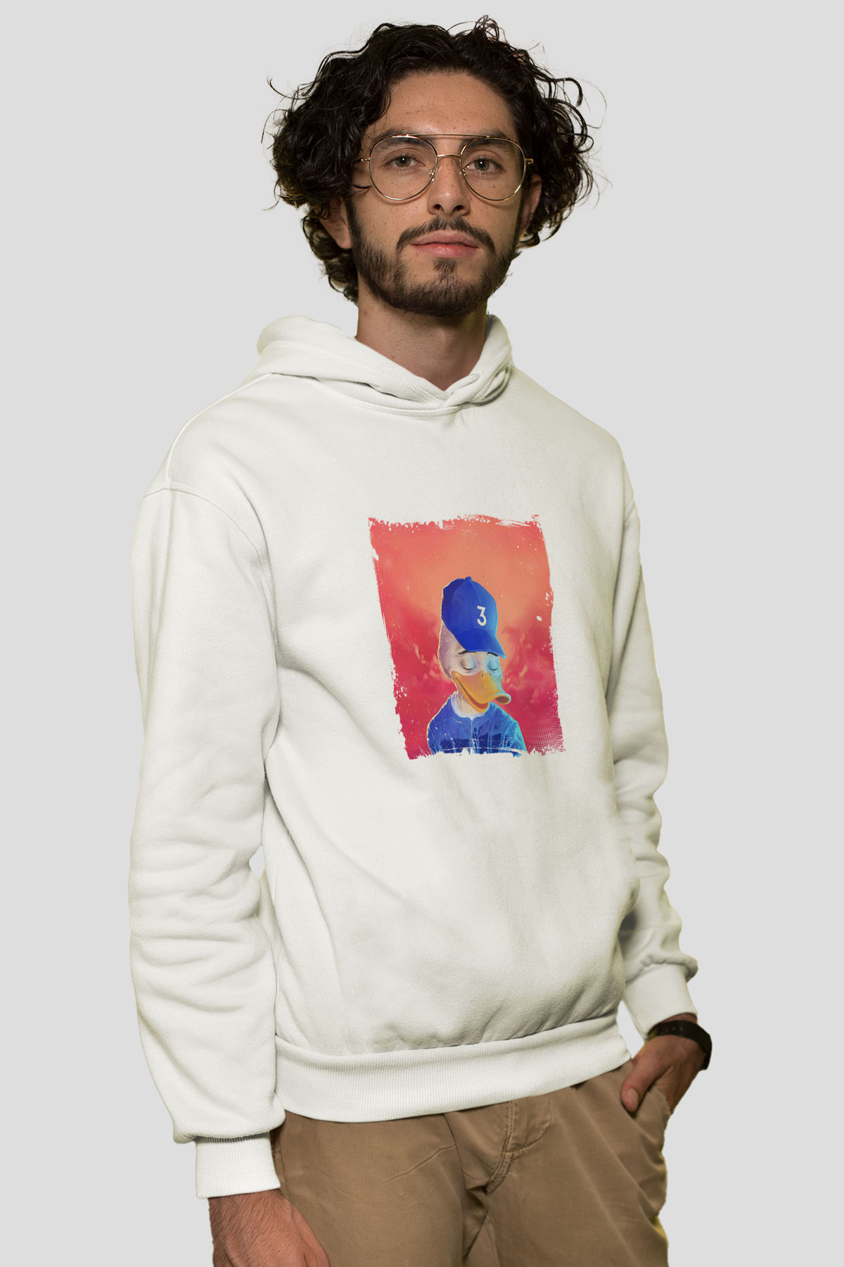 Chance The Rapper Baskılı Unisex Beyaz Kapüşonlu Sweatshirt