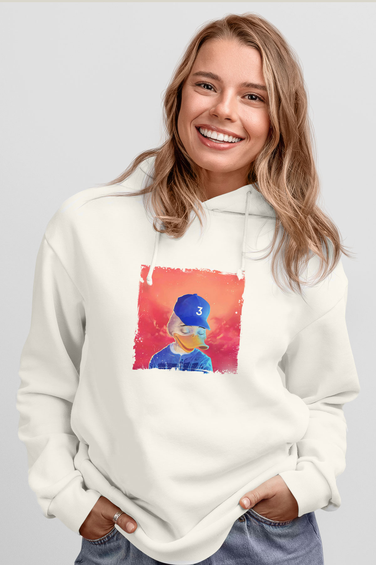 Chance The Rapper Baskılı Unisex Beyaz Kapüşonlu Sweatshirt