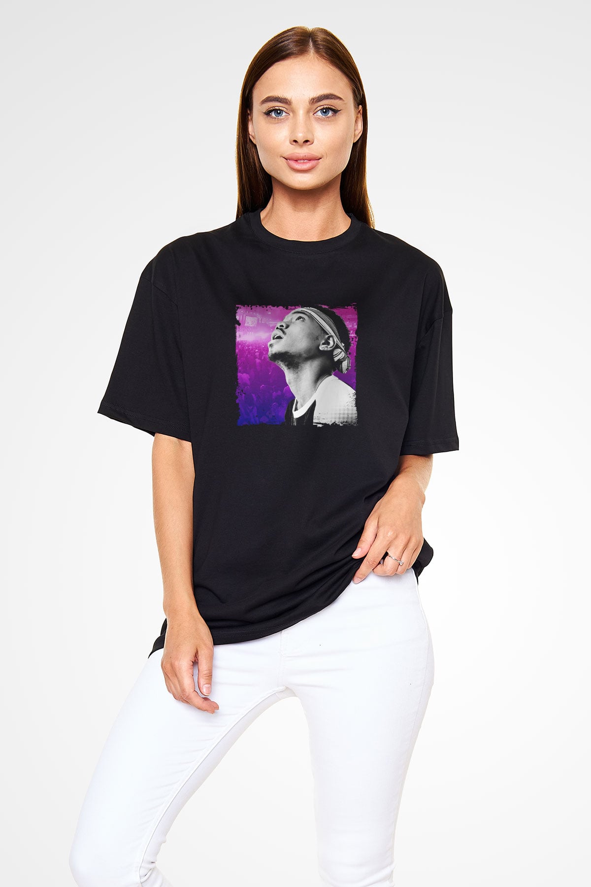 Chance The Rapper Baskılı Unisex Oversize Siyah Tişört