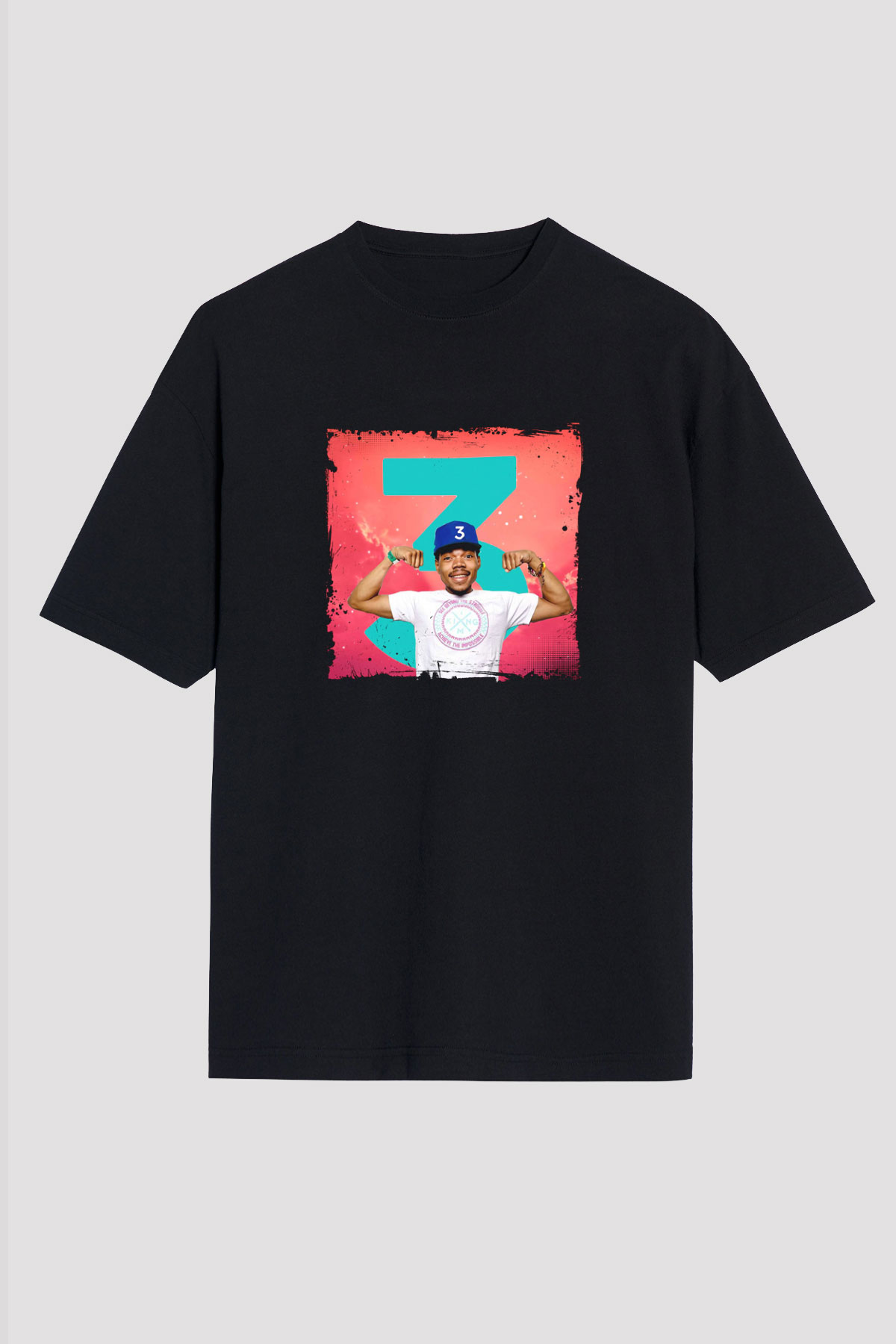 Chance The Rapper Baskılı Unisex Oversize Siyah Tişört