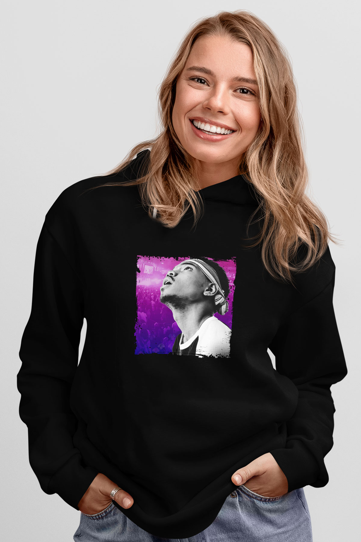 Chance The Rapper Baskılı Unisex Siyah Hoodie