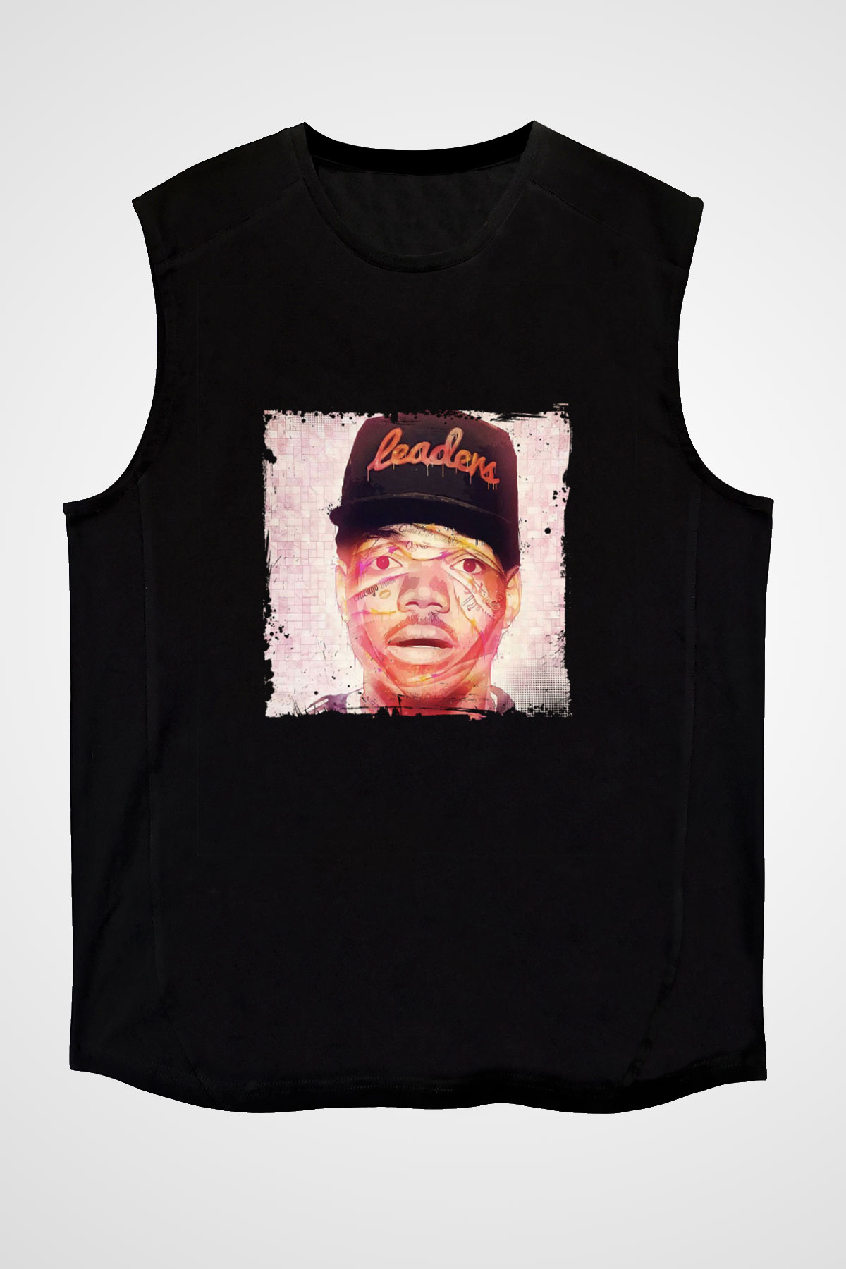 Chance The Rapper Baskılı Unisex Siyah Kolsuz Tişört
