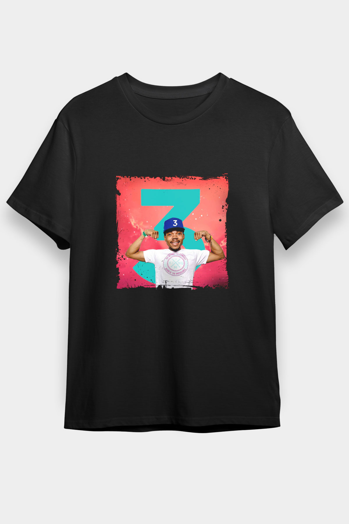Chance The Rapper Baskılı Unisex Siyah Tişört