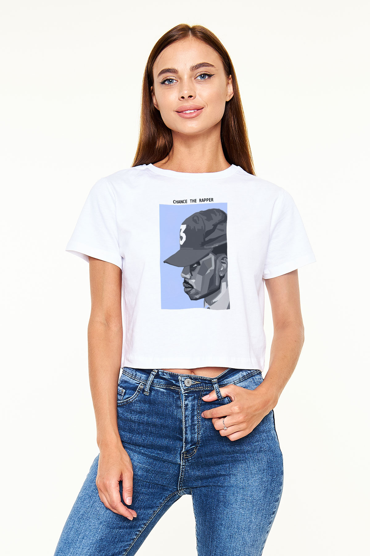 Chance The Rapper Beyaz  Crop Top Tişört