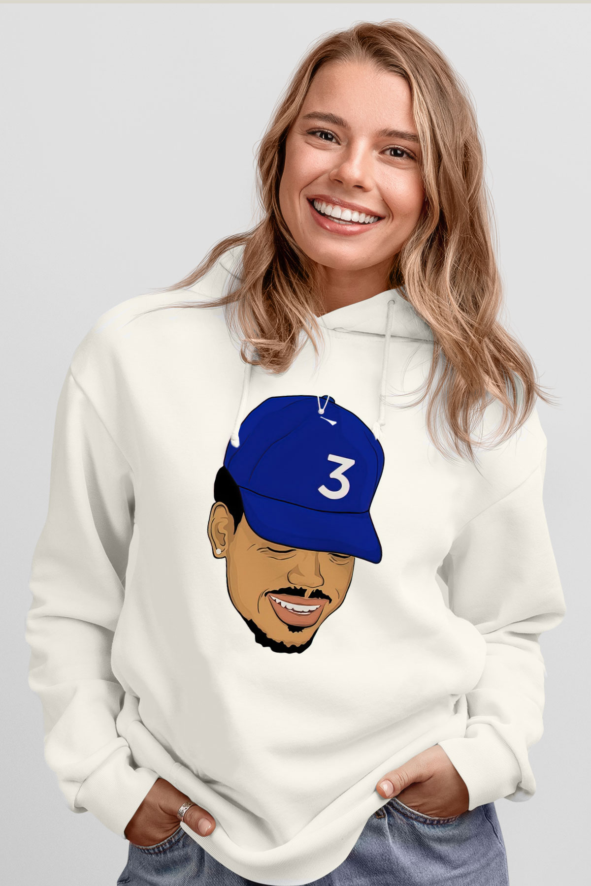 Chance The Rapper Beyaz Unisex Kapşonlu Sweatshirt