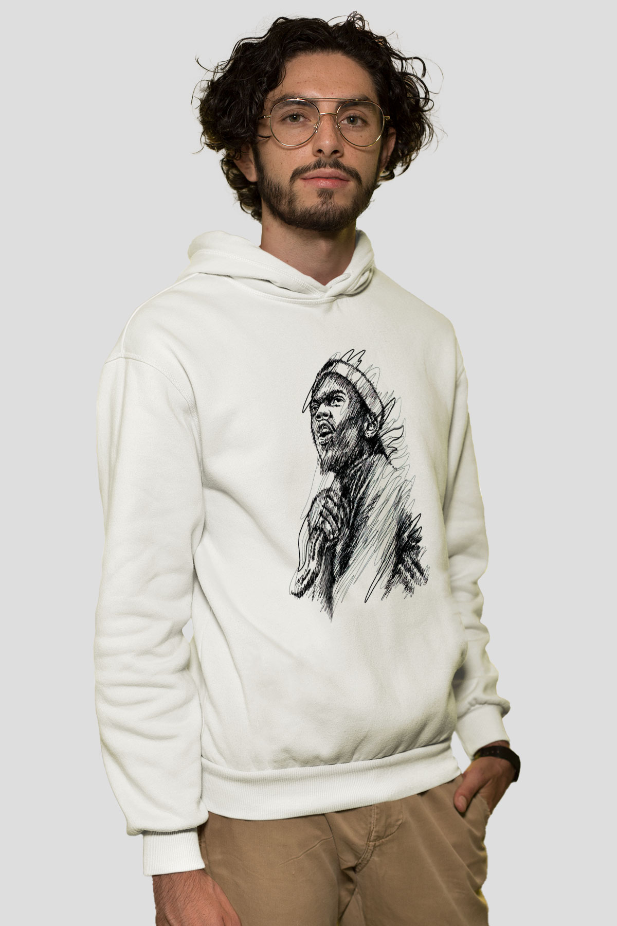 Chance The Rapper Beyaz Unisex Kapüşonlu Sweatshirt