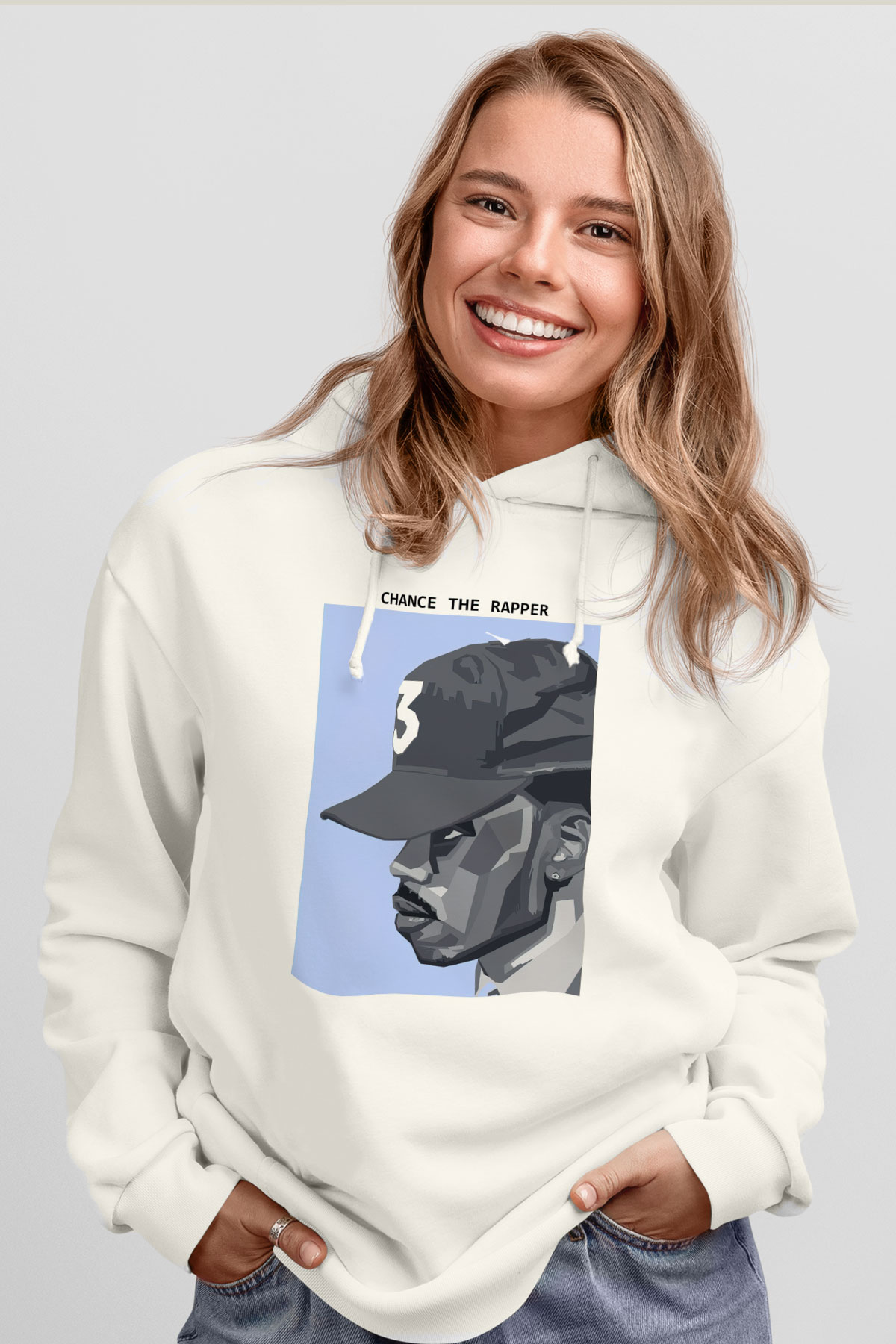 Chance The Rapper Beyaz Unisex Kapüşonlu Sweatshirt