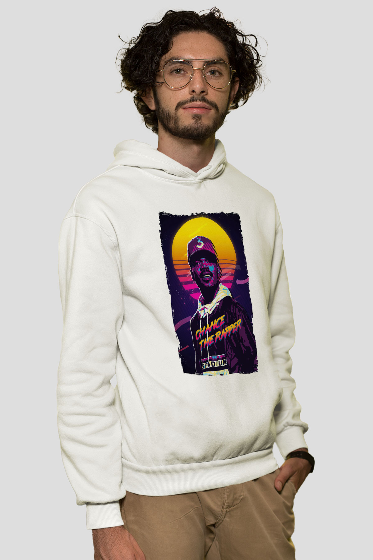 Chance The Rapper Beyaz Unisex Kapüşonlu Sweatshirt