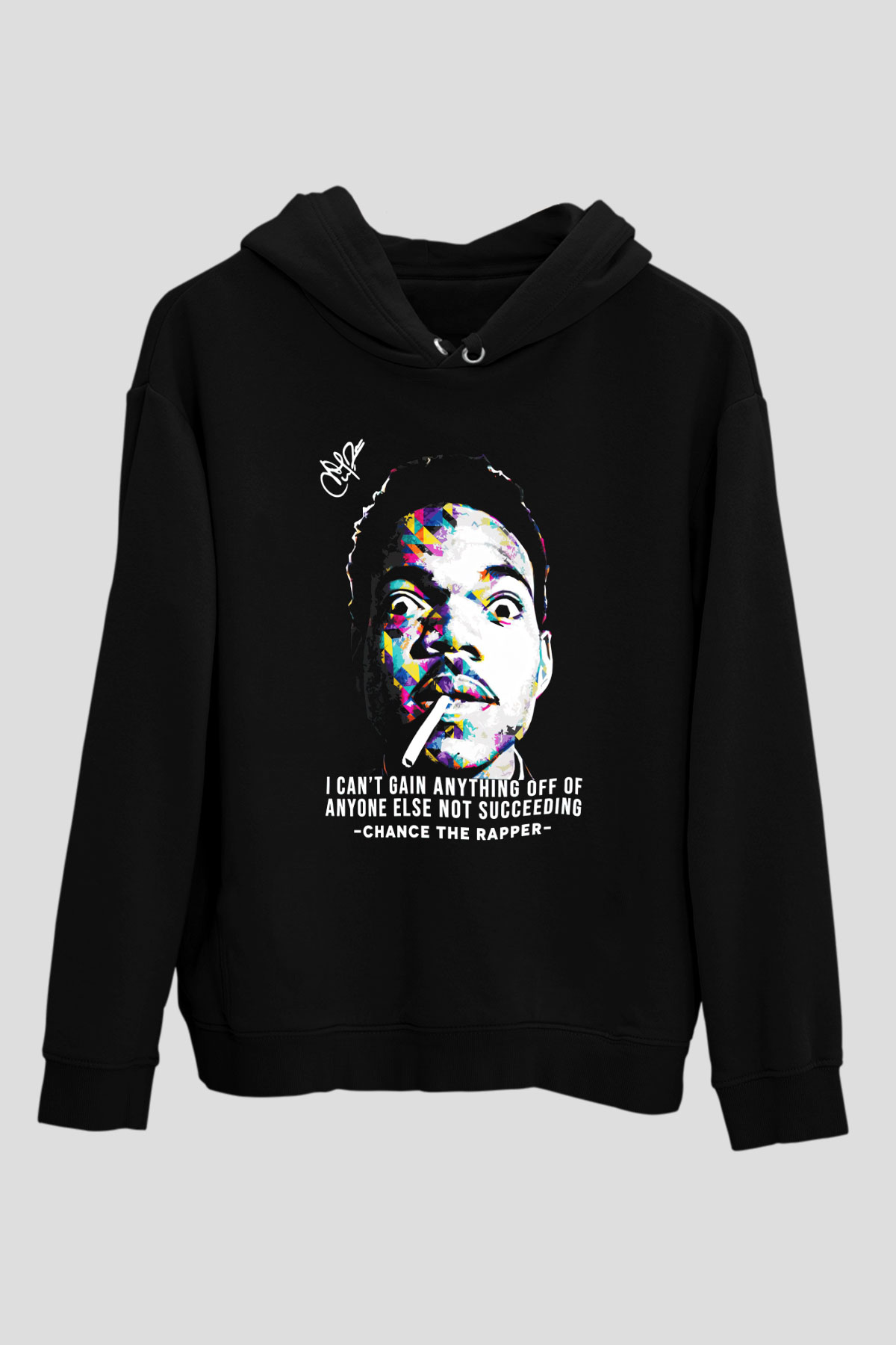 Chance The Rapper Siyah Unisex Kapüşonlu Sweatshirt