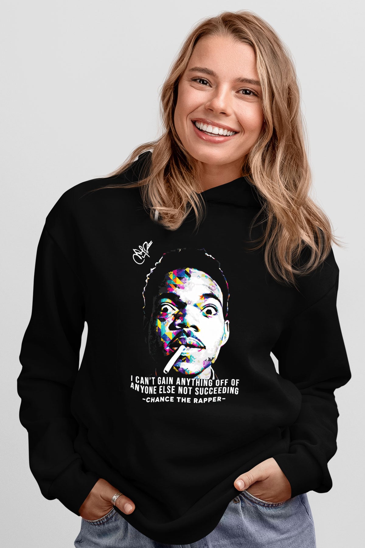 Chance The Rapper Siyah Unisex Kapüşonlu Sweatshirt