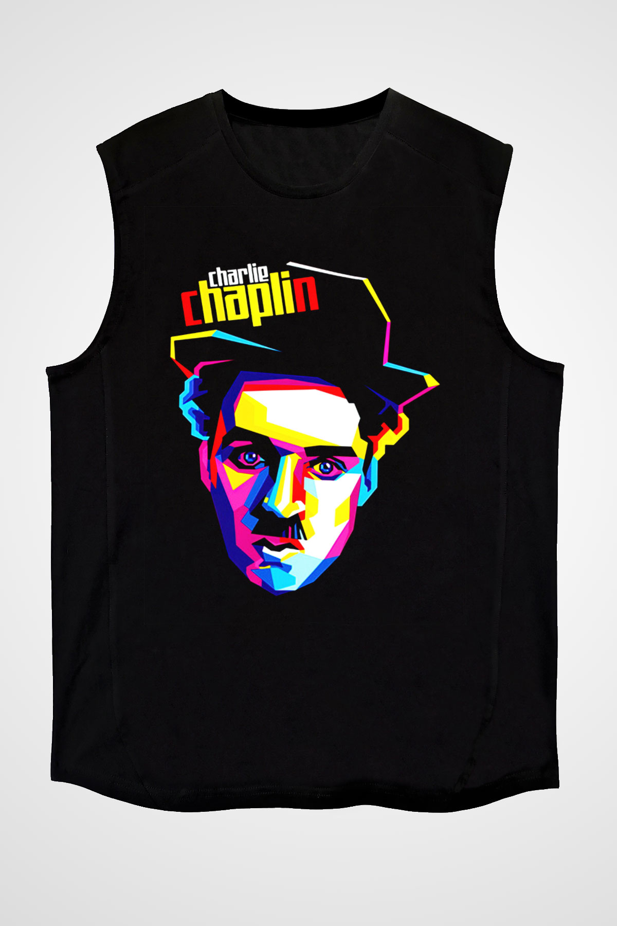 Charlie Chaplin Siyah Unisex Kolsuz Tişört