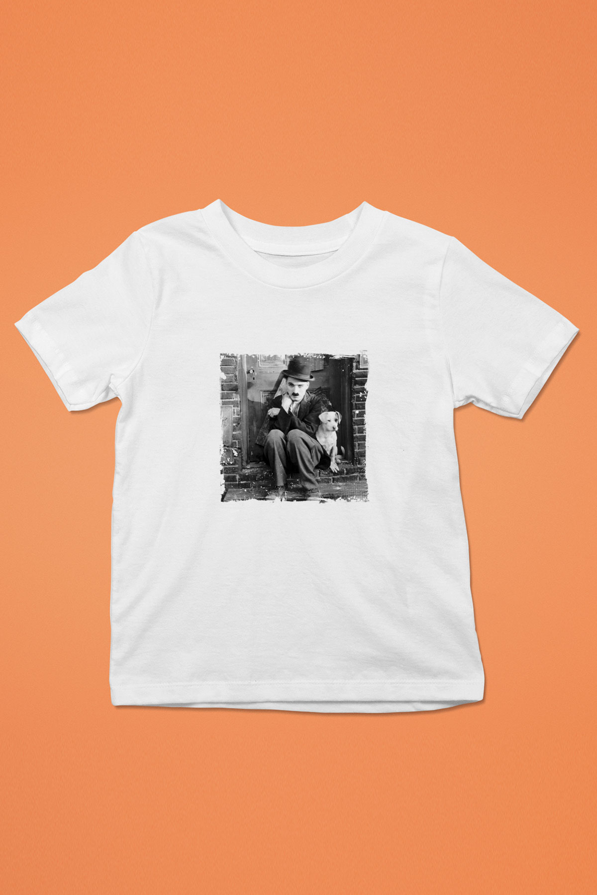 Charlie Chaplin Unisex Baskılı Beyaz Çocuk Tişört