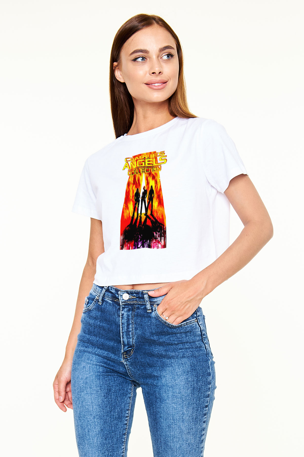 Charlies Angels Beyaz   Crop Top Tişört