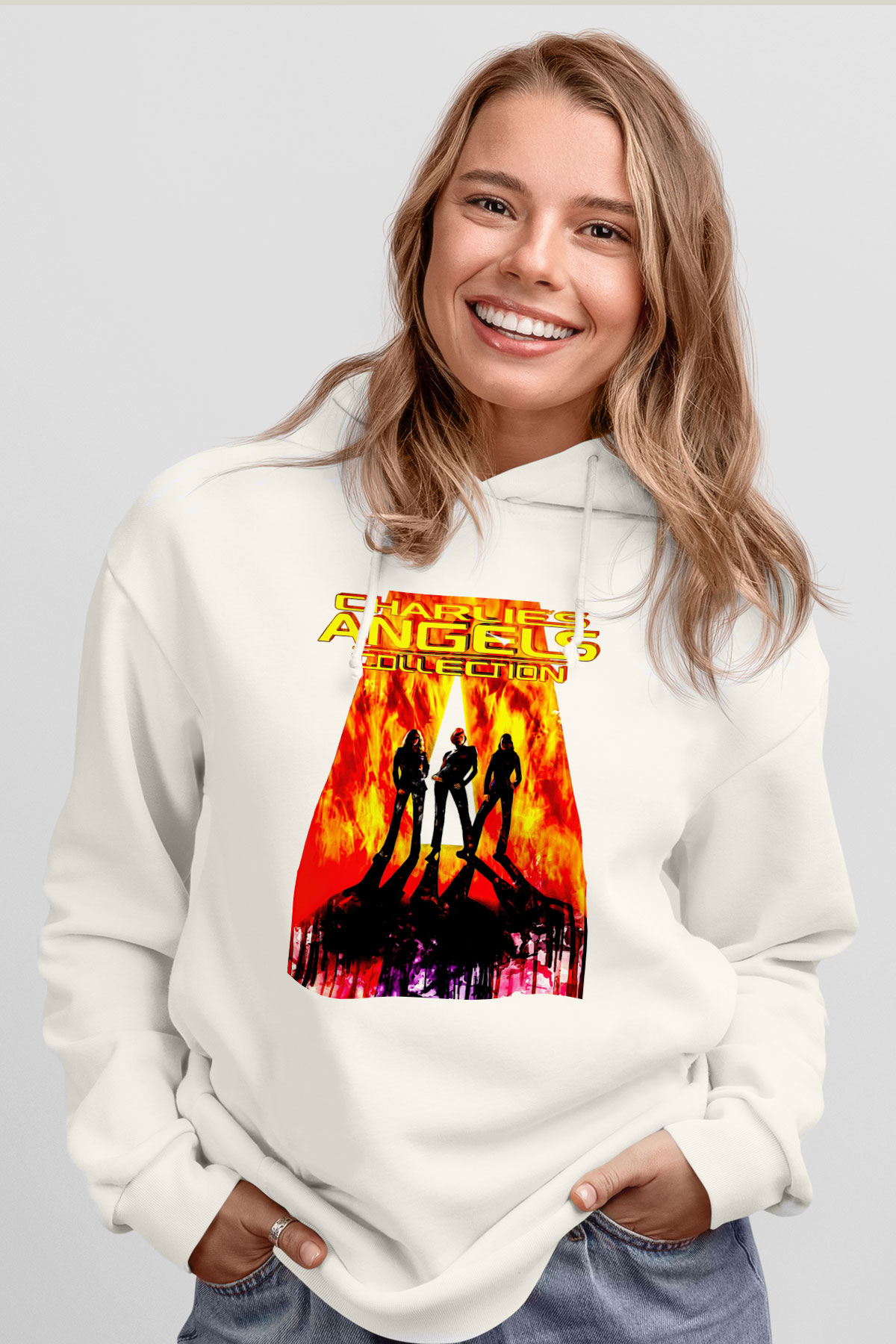 Charlies Angels Beyaz Unisex Hoodie
