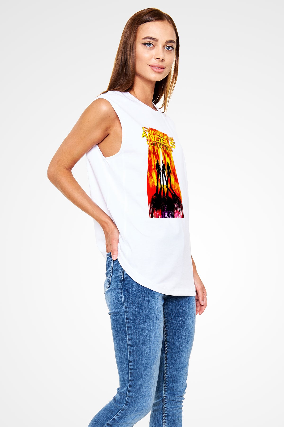 Charlies Angels Beyaz Unisex  Kolsuz Tişört