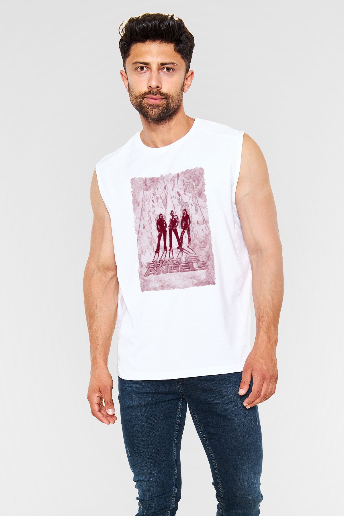 Charlies Angels Beyaz Unisex  Kolsuz Tişört