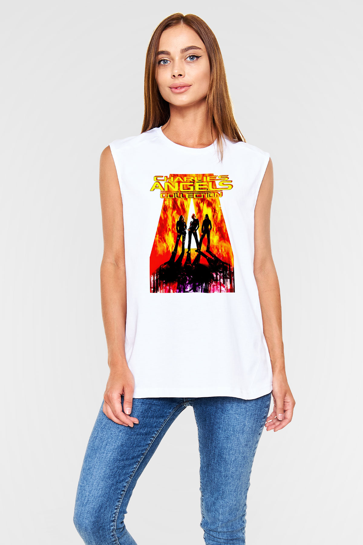 Charlies Angels Beyaz Unisex  Kolsuz Tişört