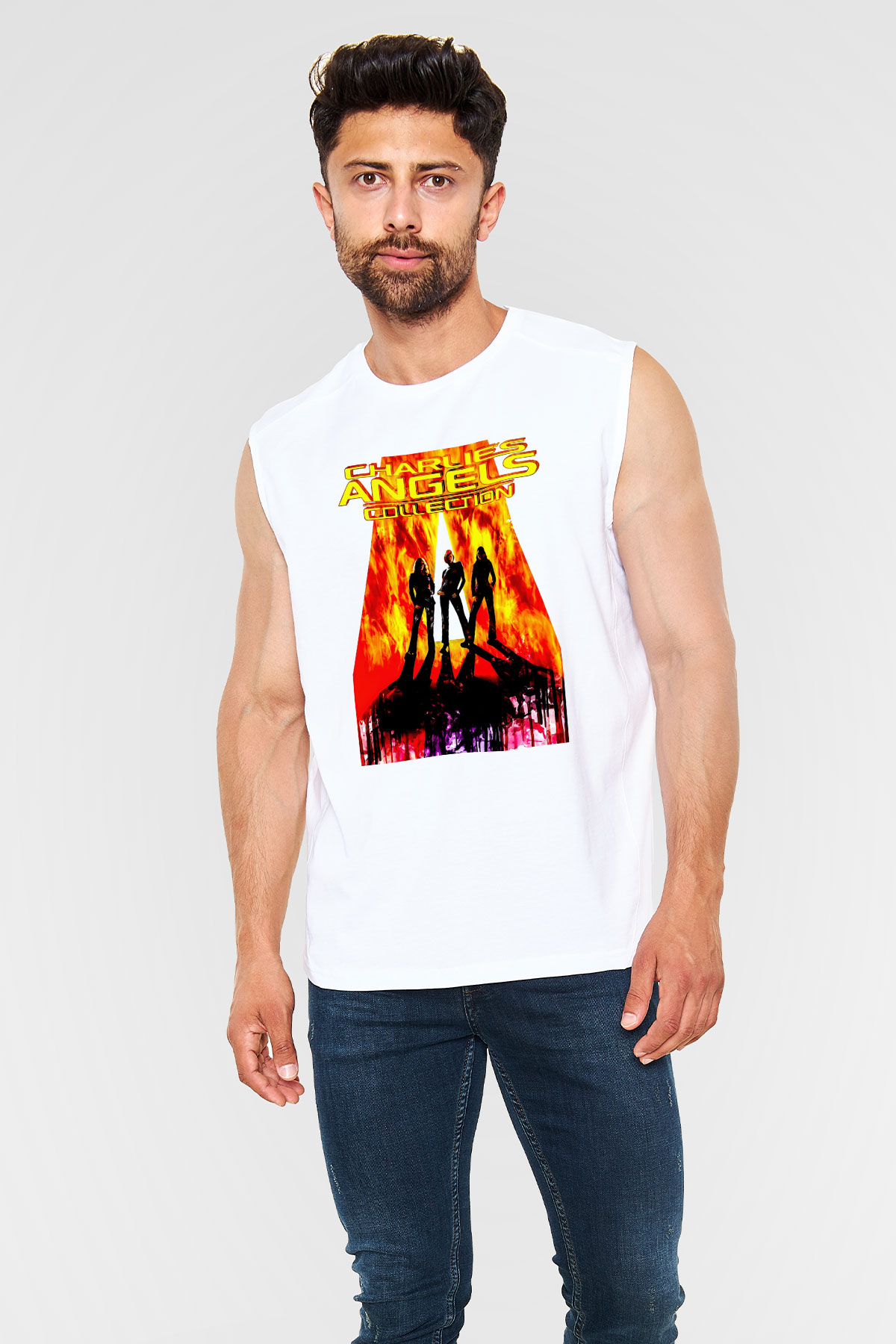 Charlies Angels Beyaz Unisex  Kolsuz Tişört