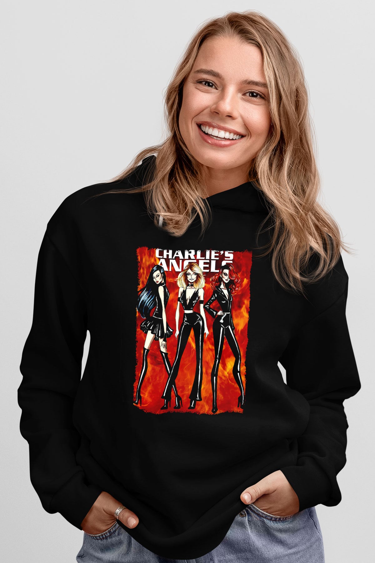 Charlies Angels Siyah Unisex Hoodie