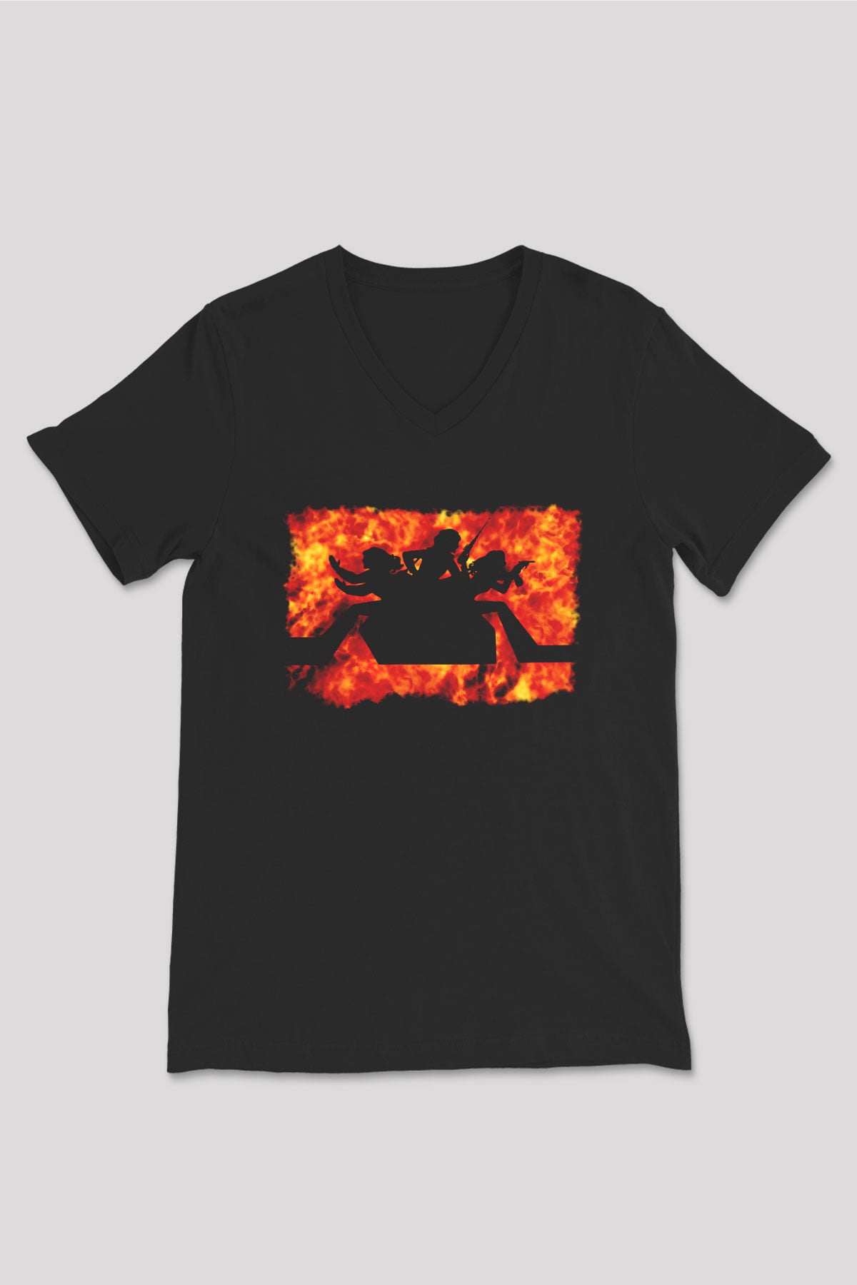 Charlies Angels Siyah Unisex V Yaka Tişört