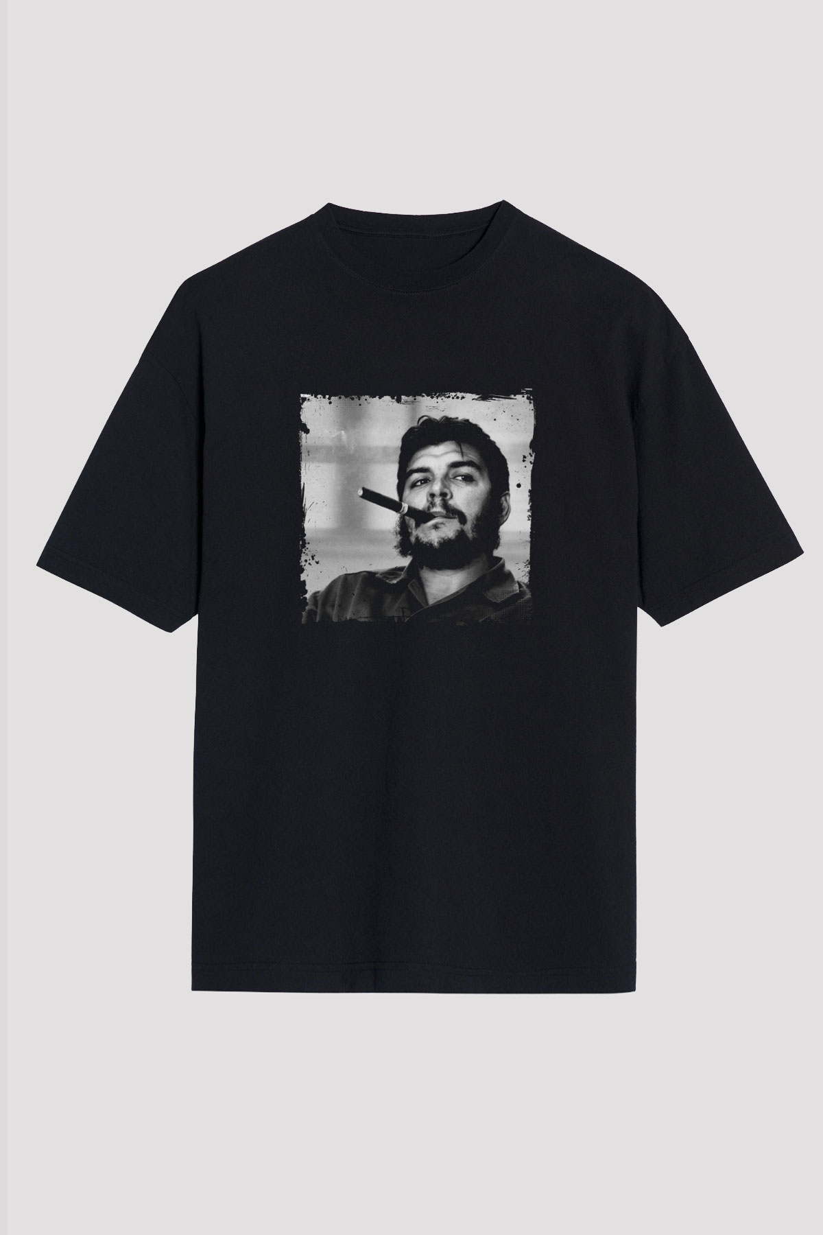 Che Guevara Baskılı Unisex Siyah Oversize Tişört
