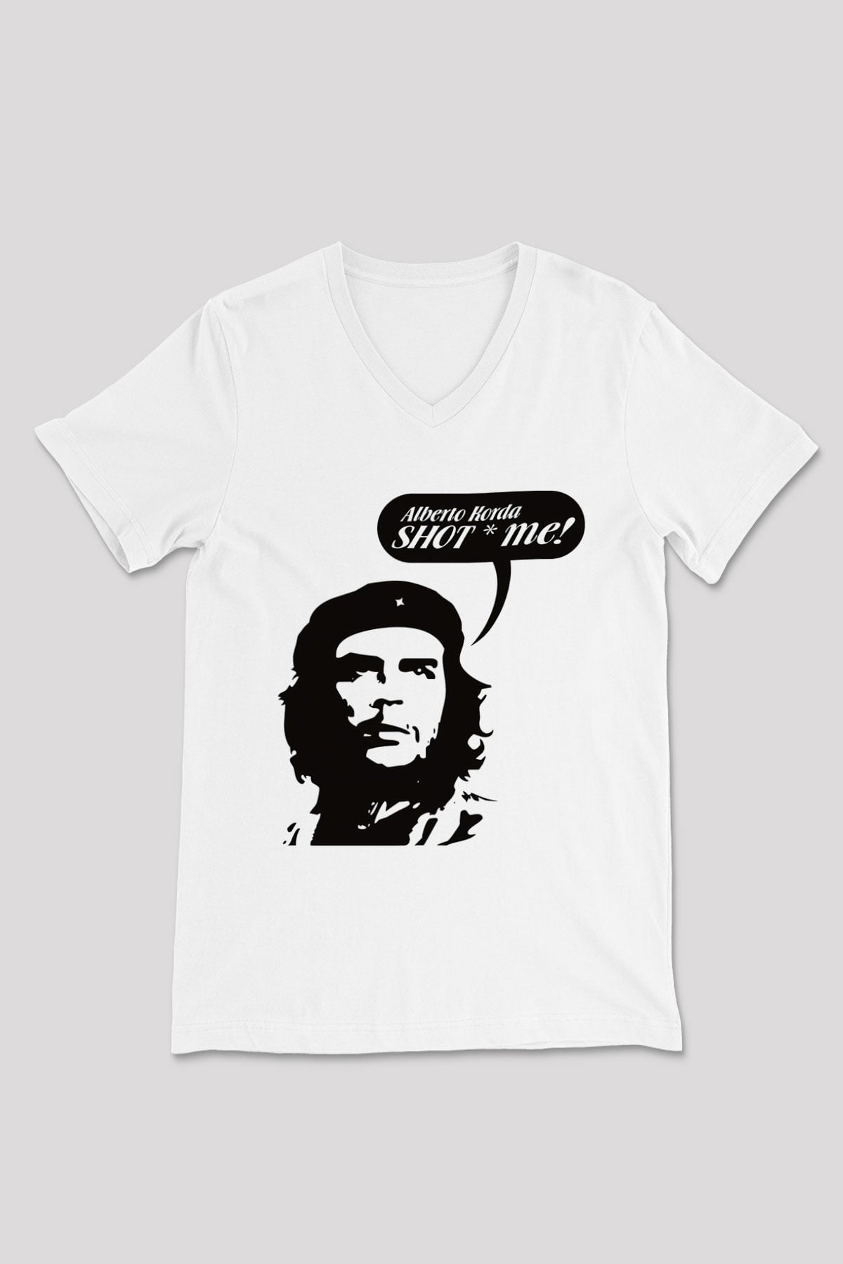 Che Guevara Beyaz Unisex V Yaka Tişört T-Shirt