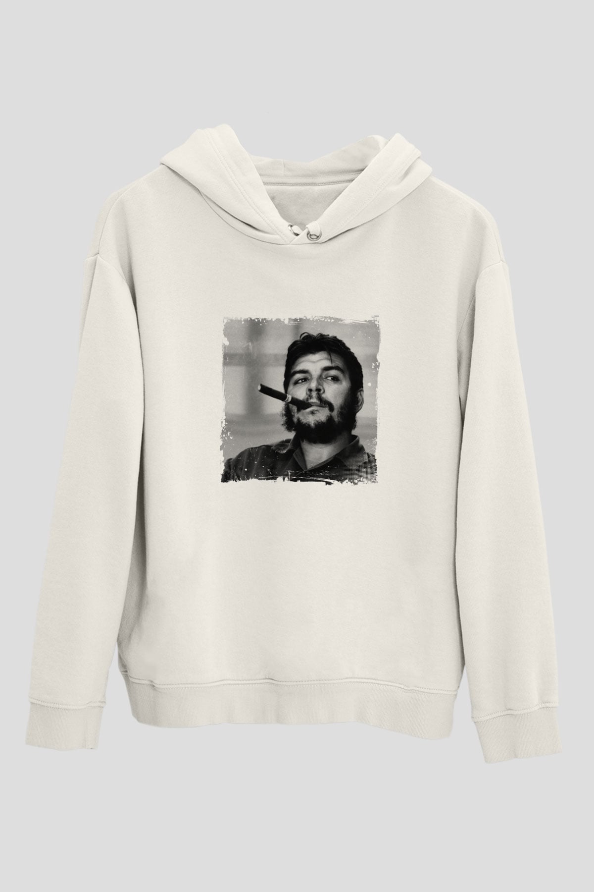 Che Guevara Unisex Baskılı Beyaz Kapüşonlu Sweatshirt