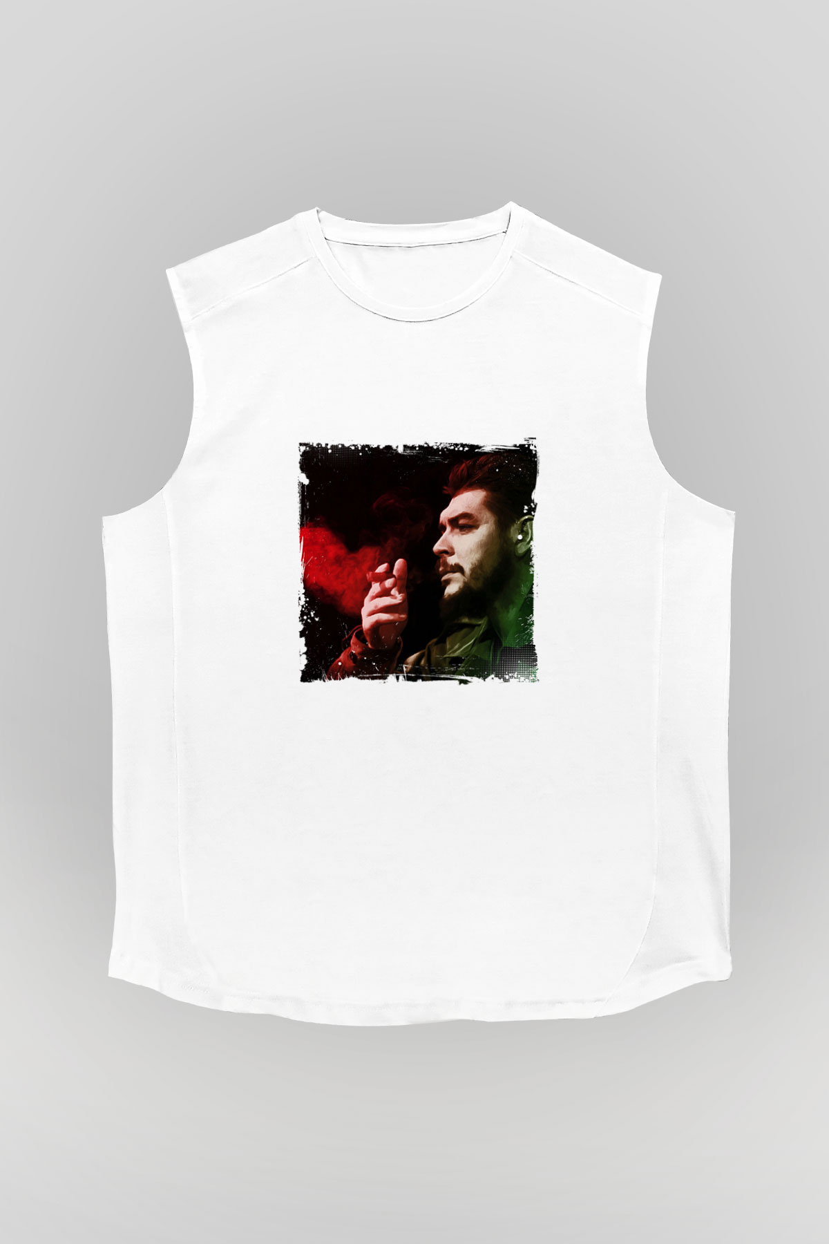 Che Guevara Unisex Baskılı Beyaz Kolsuz Tişört