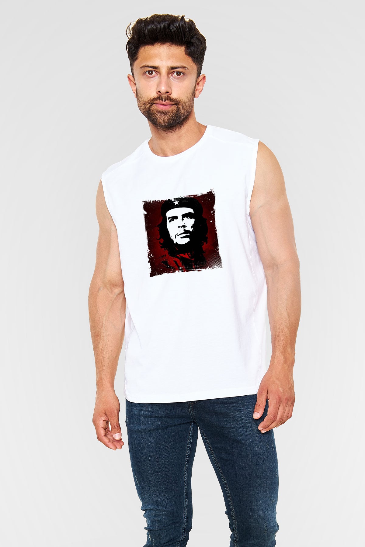 Che Guevara Unisex Baskılı Beyaz Kolsuz Tişört