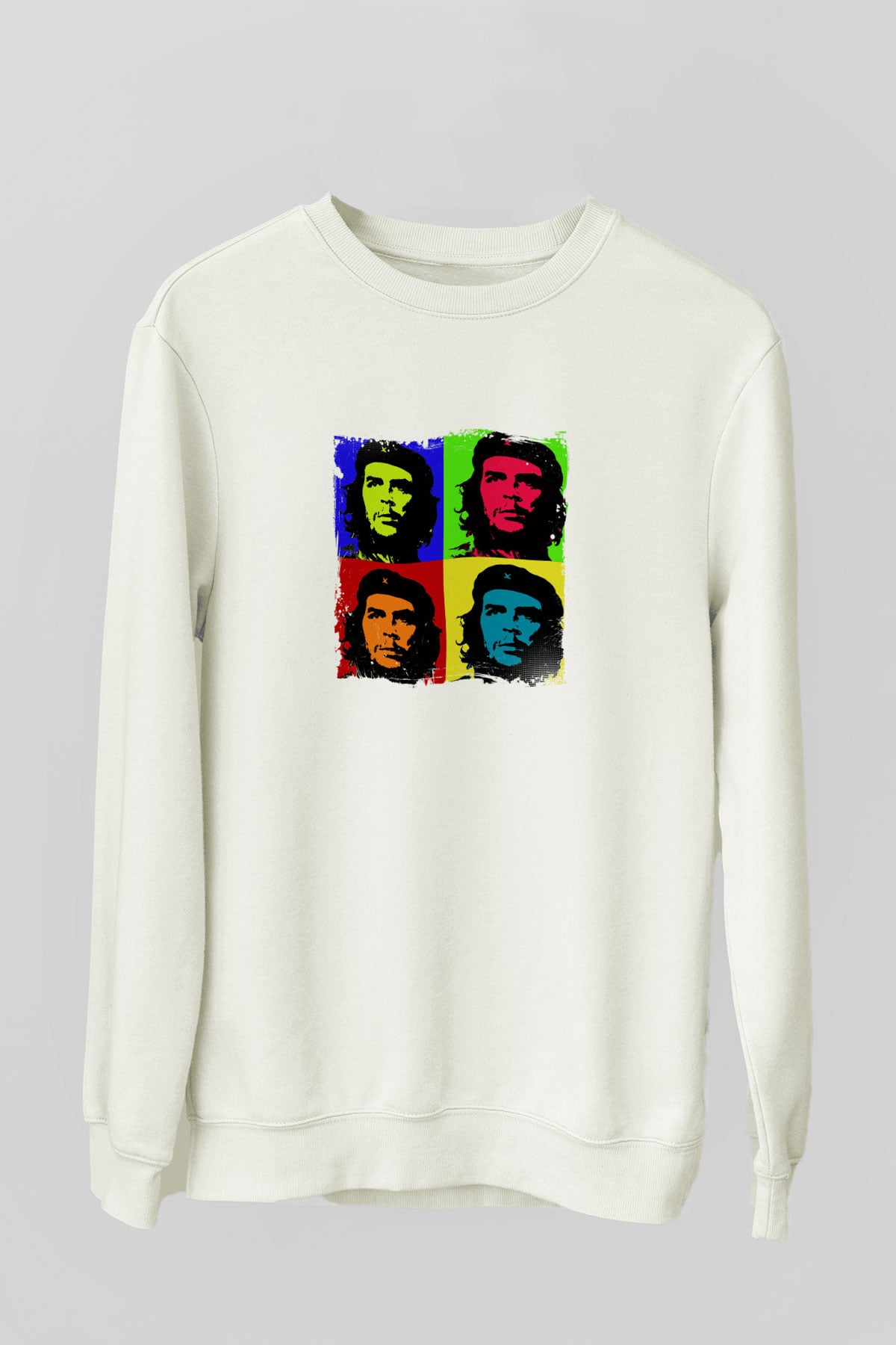 Che Guevara Unisex Baskılı Beyaz Sweatshirt