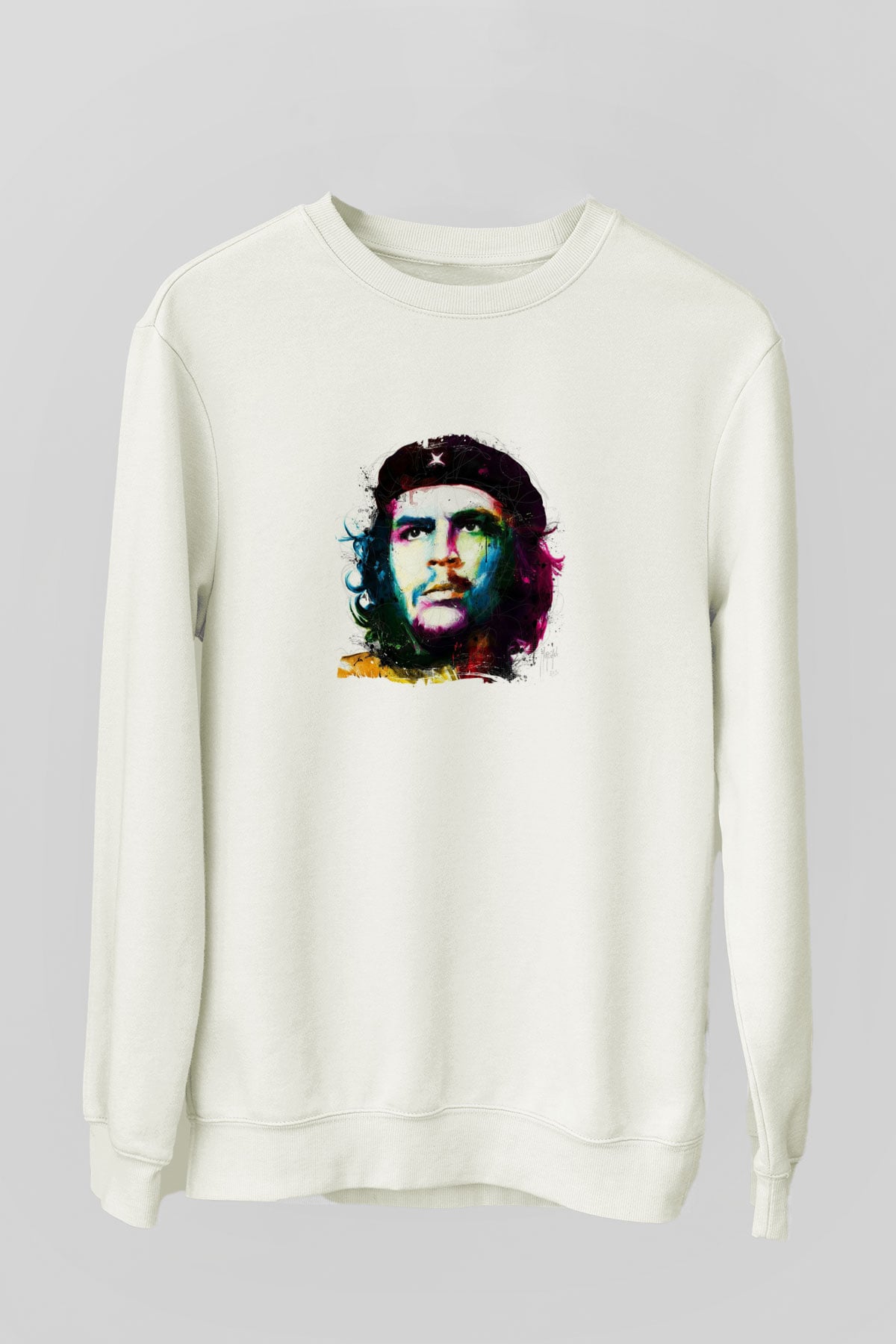 Che Guevara Unisex Baskılı Beyaz Sweatshirt
