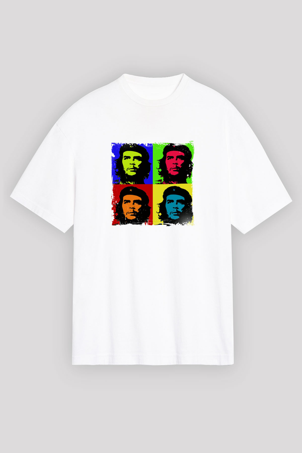 Che Guevara Oversize Baskılı Beyaz Tişört