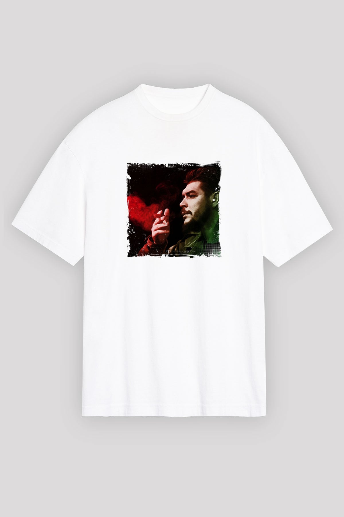 Che Guevara Oversize Baskılı Beyaz Tişört