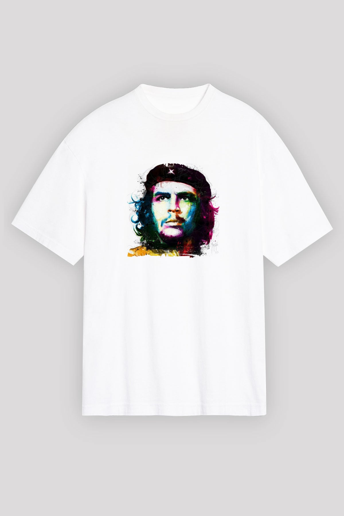 Che Guevara Oversize Baskılı Beyaz Tişört