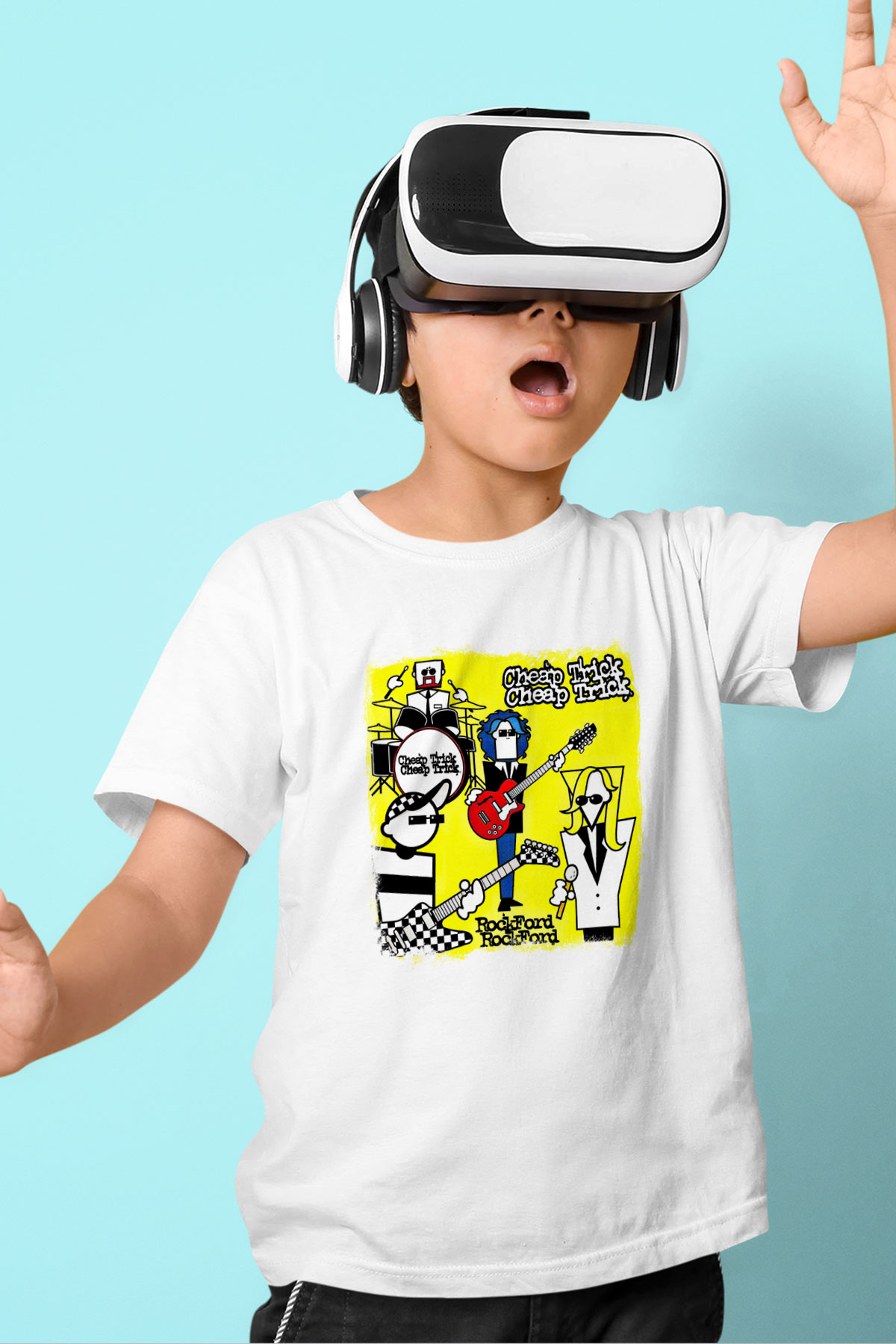 Cheap Trick Baskılı Unisex Beyaz Çocuk Tişört