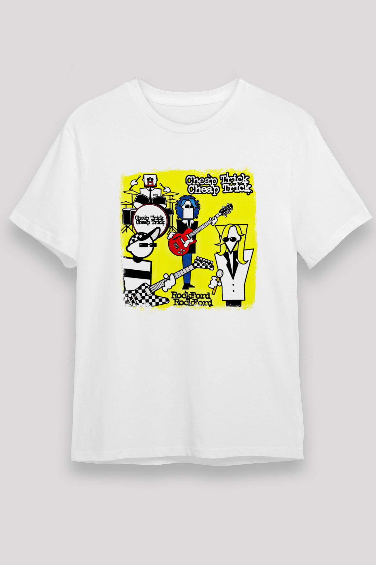 Cheap Trick Baskılı Unisex Beyaz Tişört
