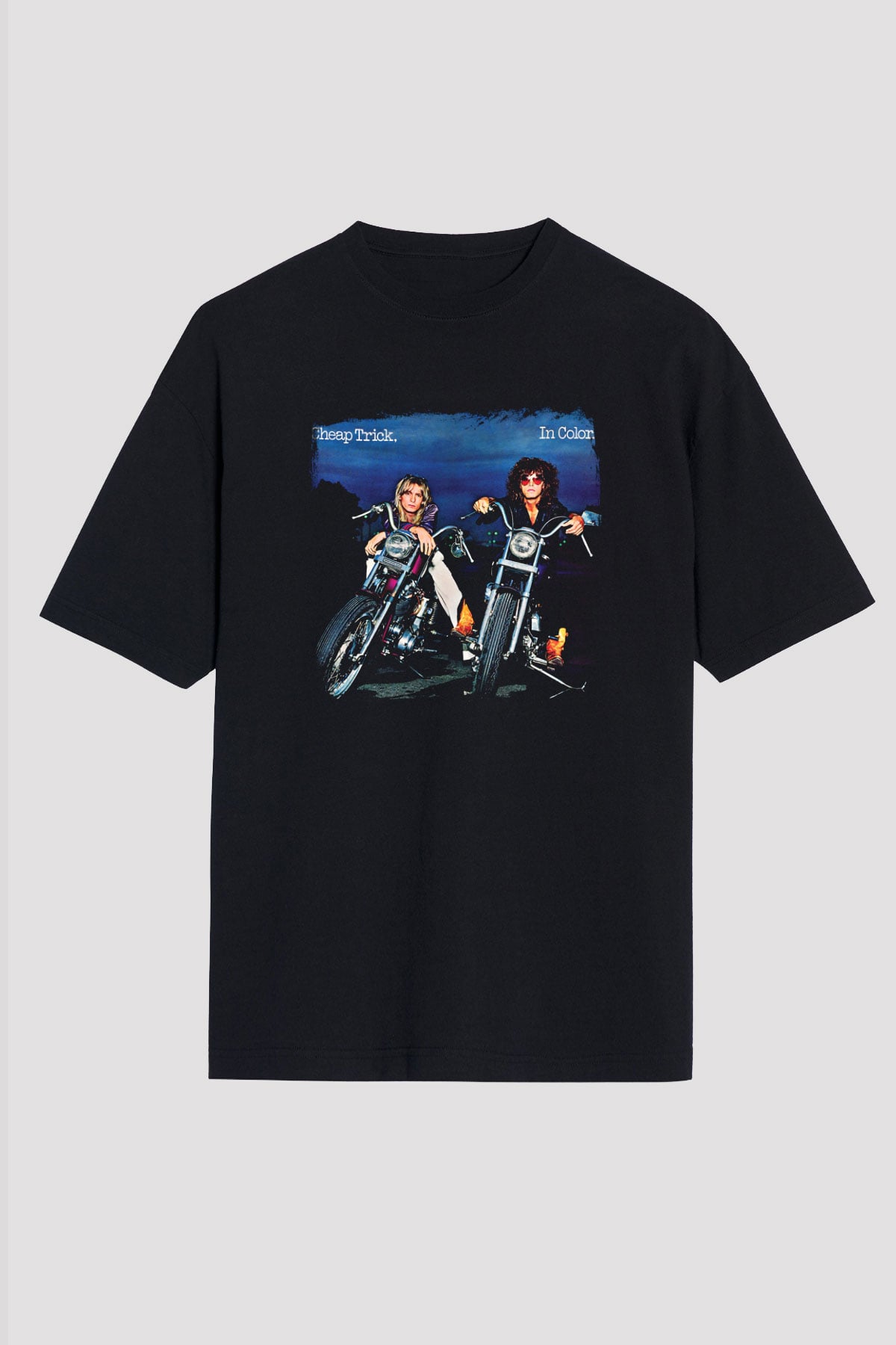 Cheap Trick Baskılı Unisex Siyah Oversize Tişört