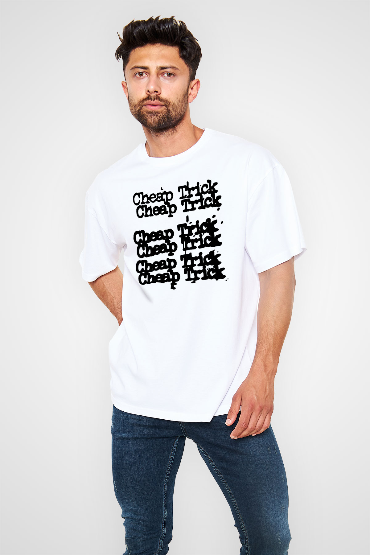 Cheap Trick Beyaz Unisex Oversize Tişört T-Shirt