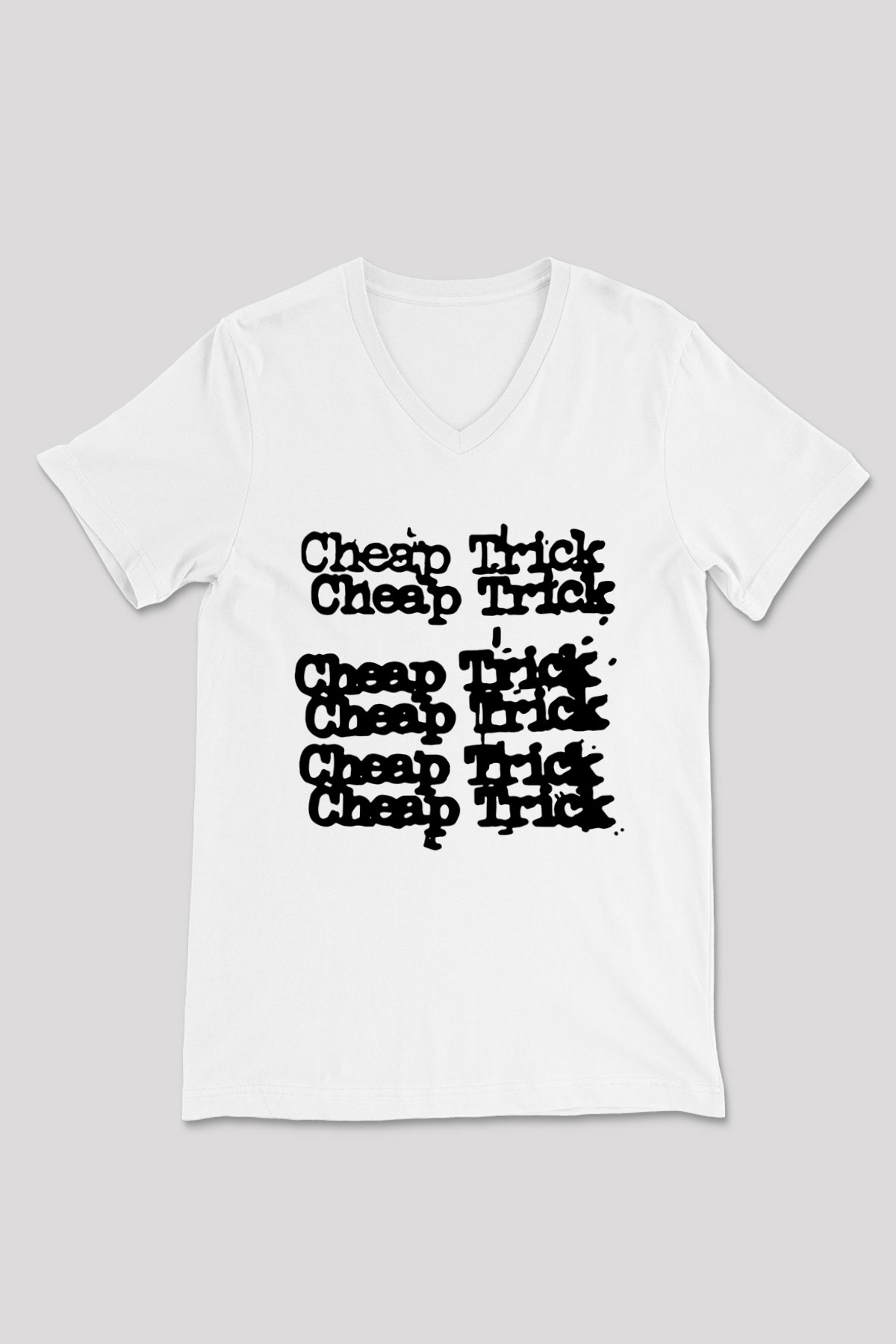 Cheap Trick Beyaz Unisex V Yaka Tişört T-Shirt
