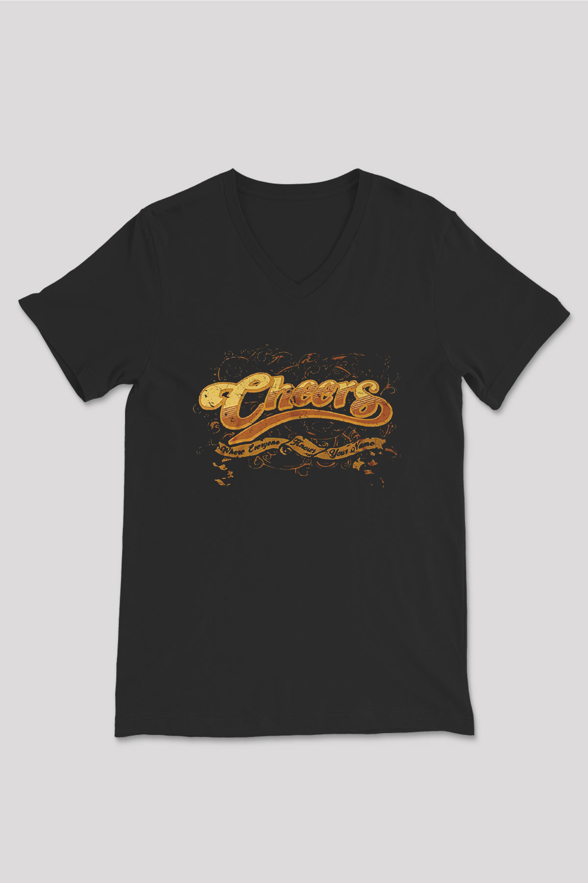 Cheers Siyah Unisex  V Yaka Tişört