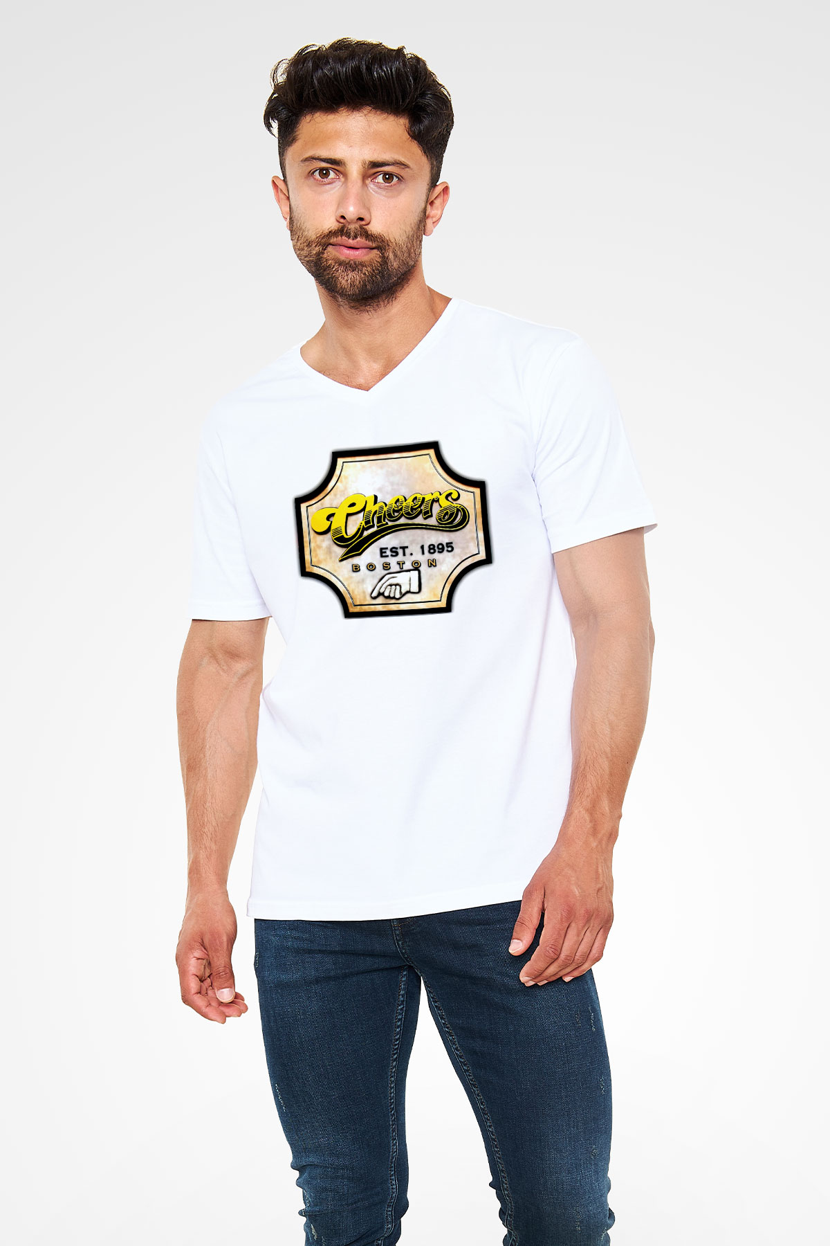 Cheers Siyah Unisex  V Yaka Tişört