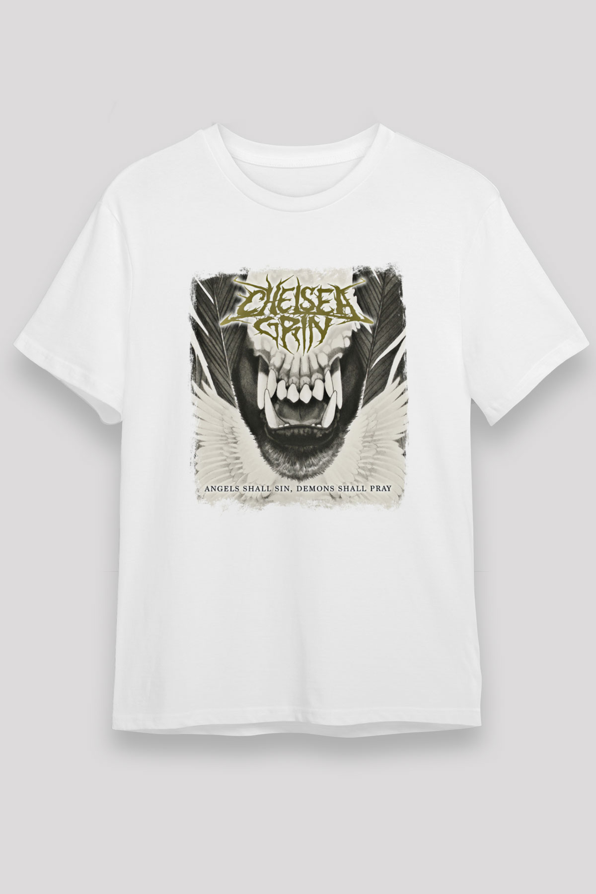 Chelsea Grin Baskılı Unisex Beyaz Tişört