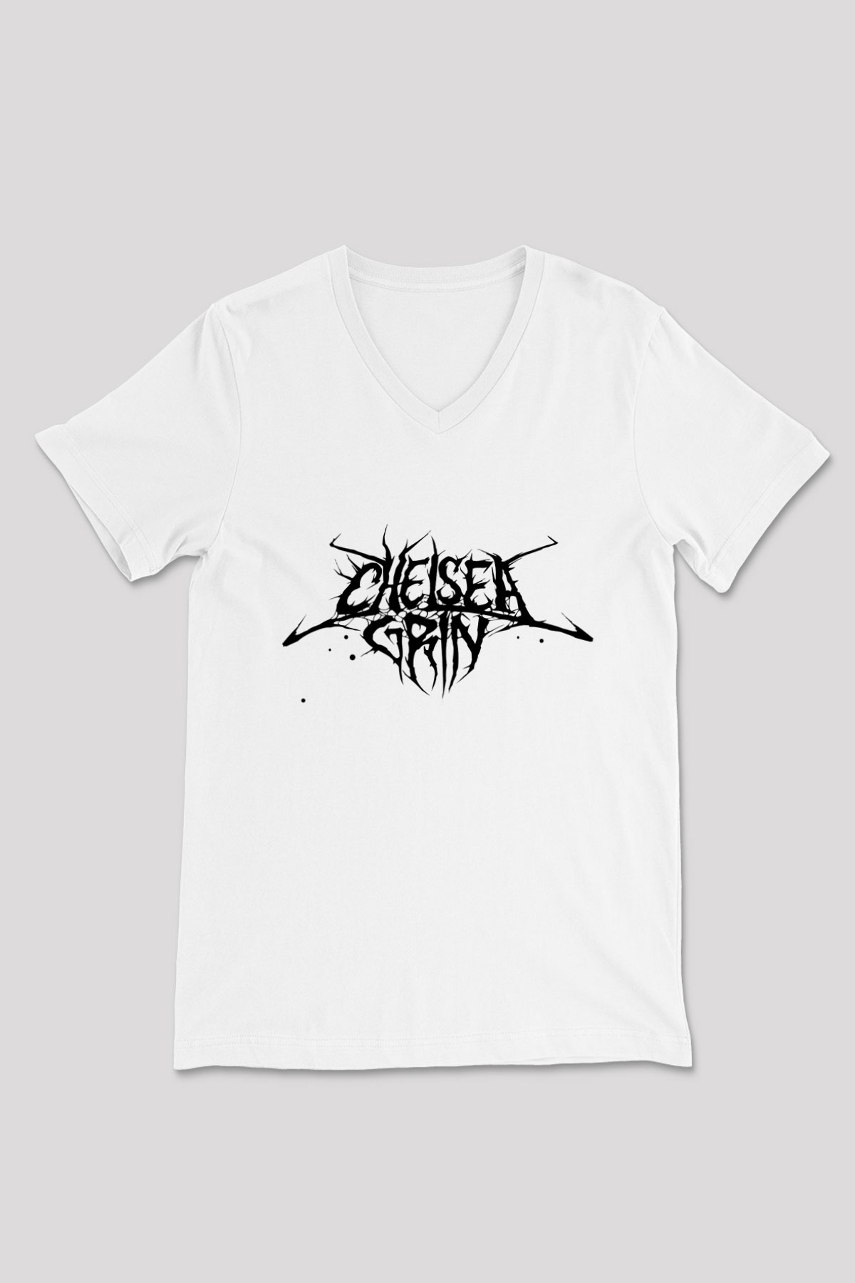 Chelsea Grin Beyaz Unisex V Yaka Tişört T-Shirt
