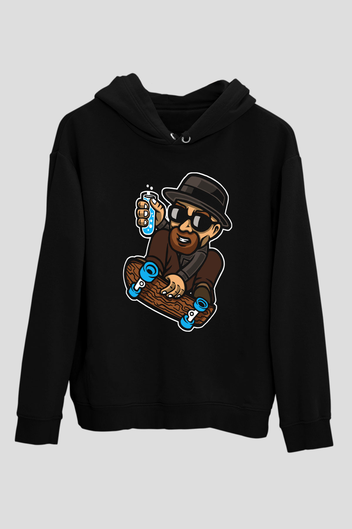 Chemical Board Baskılı Unisex Siyah Hoodie