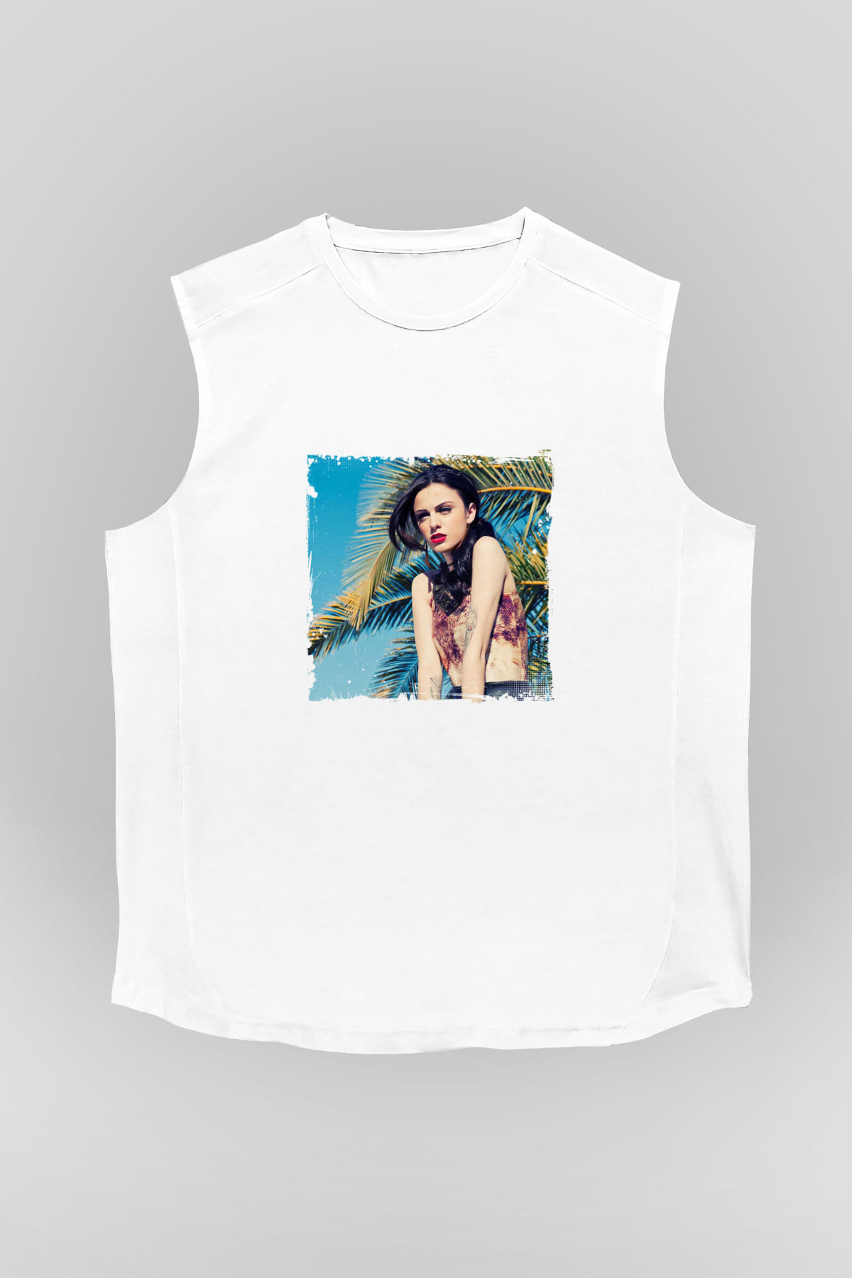 Cher Lloyd Baskılı Unisex Beyaz Kolsuz Tişört